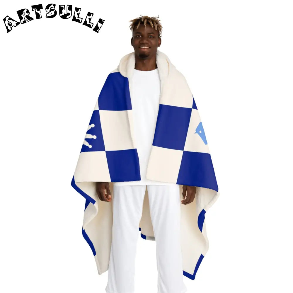 JAKKOUTTHEBXX Royal A Checkered Hooded Sherpa Fleece Blanket 2025