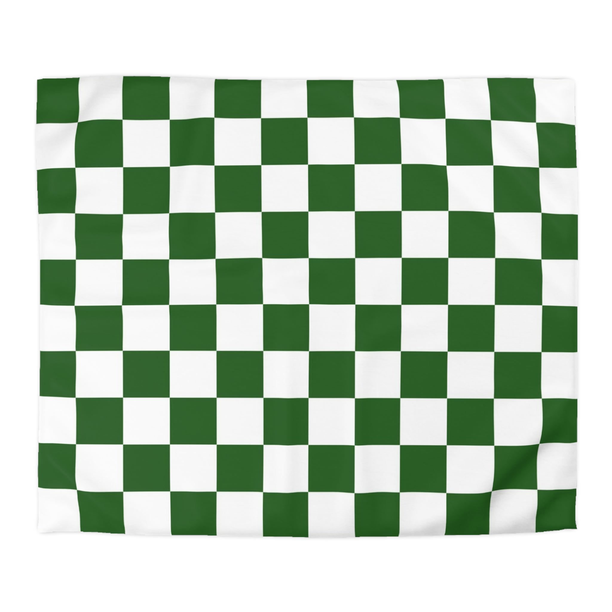 Checkerboard White and Dark Green Microfiber Duvet Cover, Artsulli - Art is Long, Life is Short, Home Decor, Size, King, Color, Cream, , , 74482864934268860270