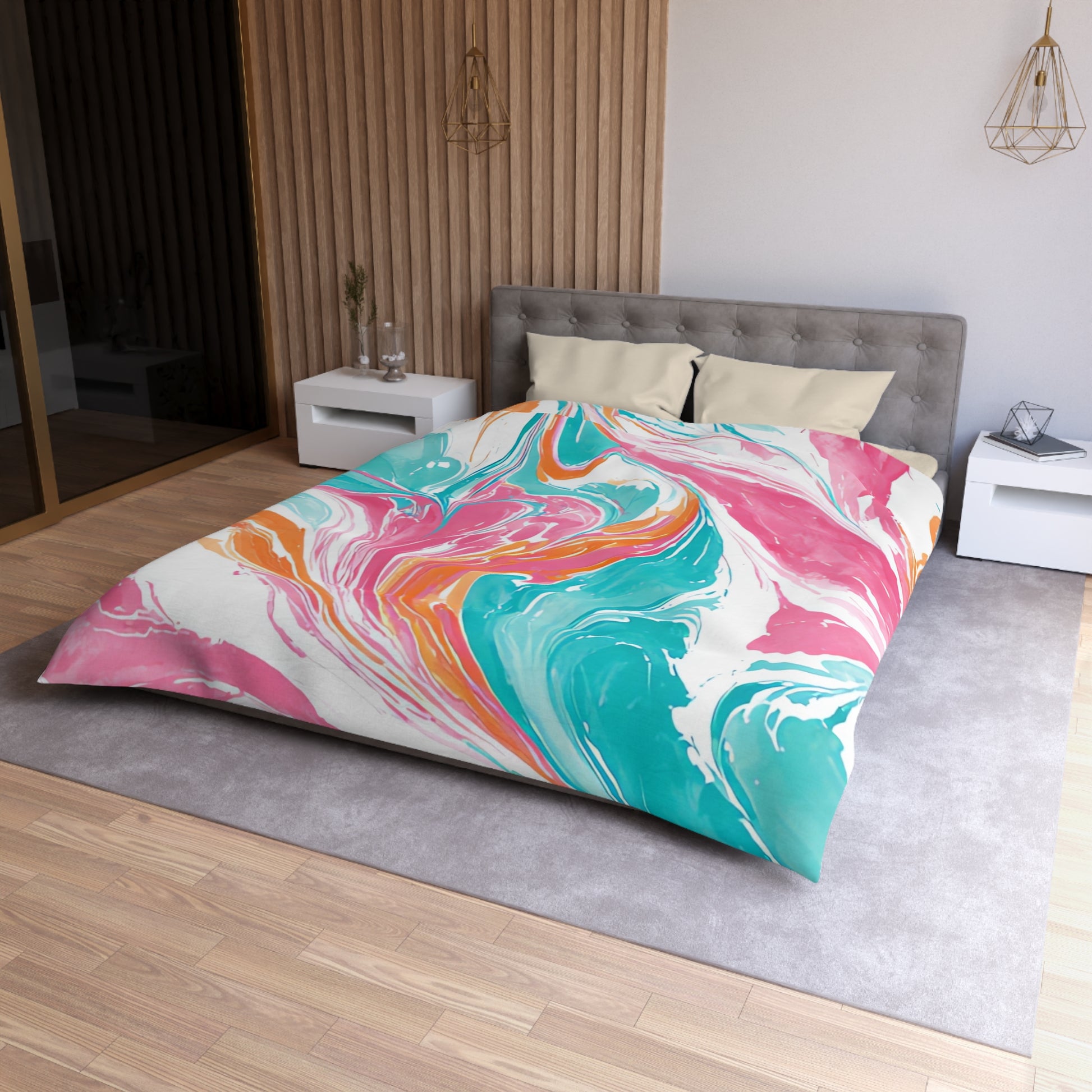 Liquid Pastel Spill Multi-Color Microfiber Duvet Cover, Artsulli - Art is Long, Life is Short, Home Decor, , , , , , , 