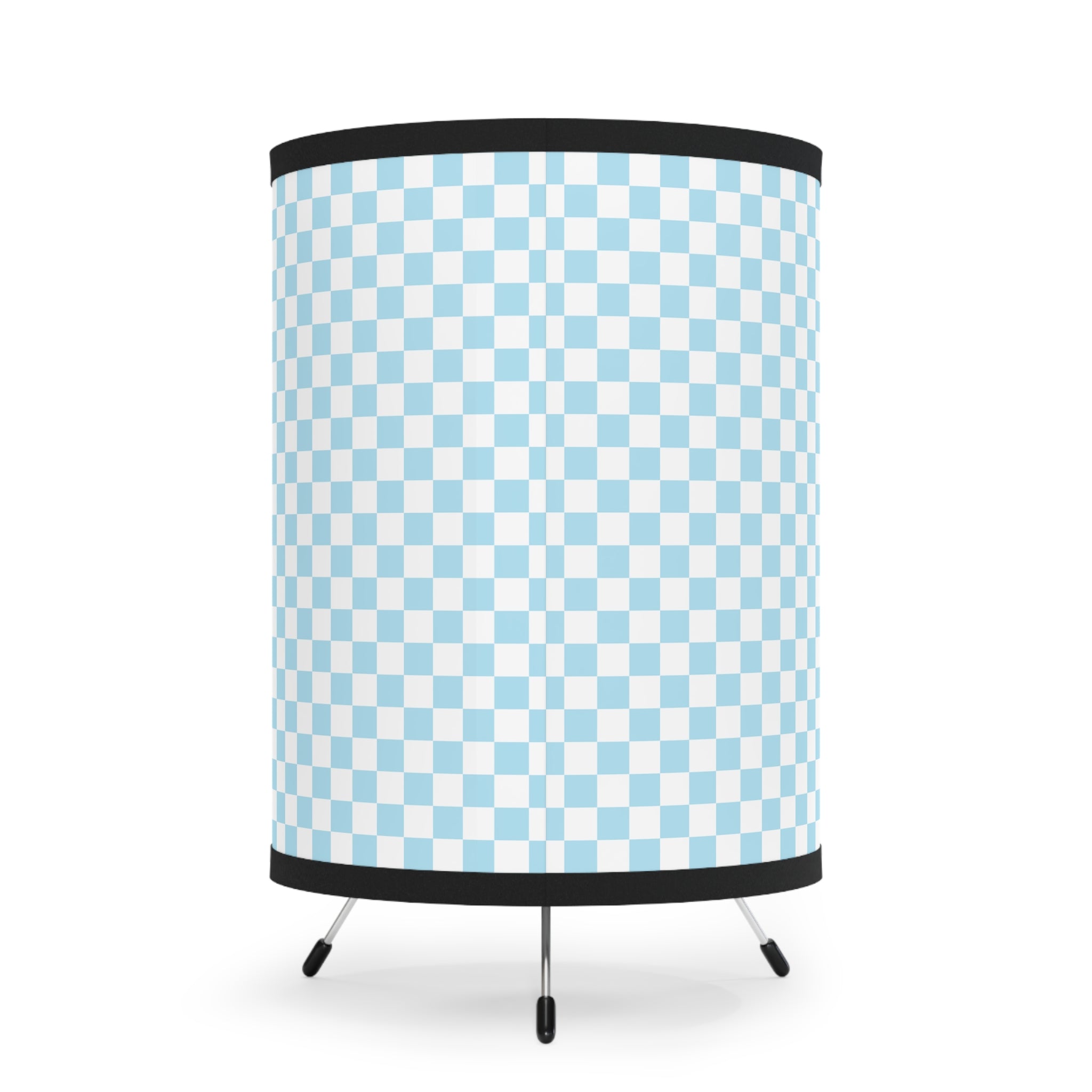 Checkerboard Sky Blue Tripod Lamp with High-Res Printed Shade, US\CA plug, Artsulli - Art is Long, Life is Short, Home Decor, , , , , , , 
