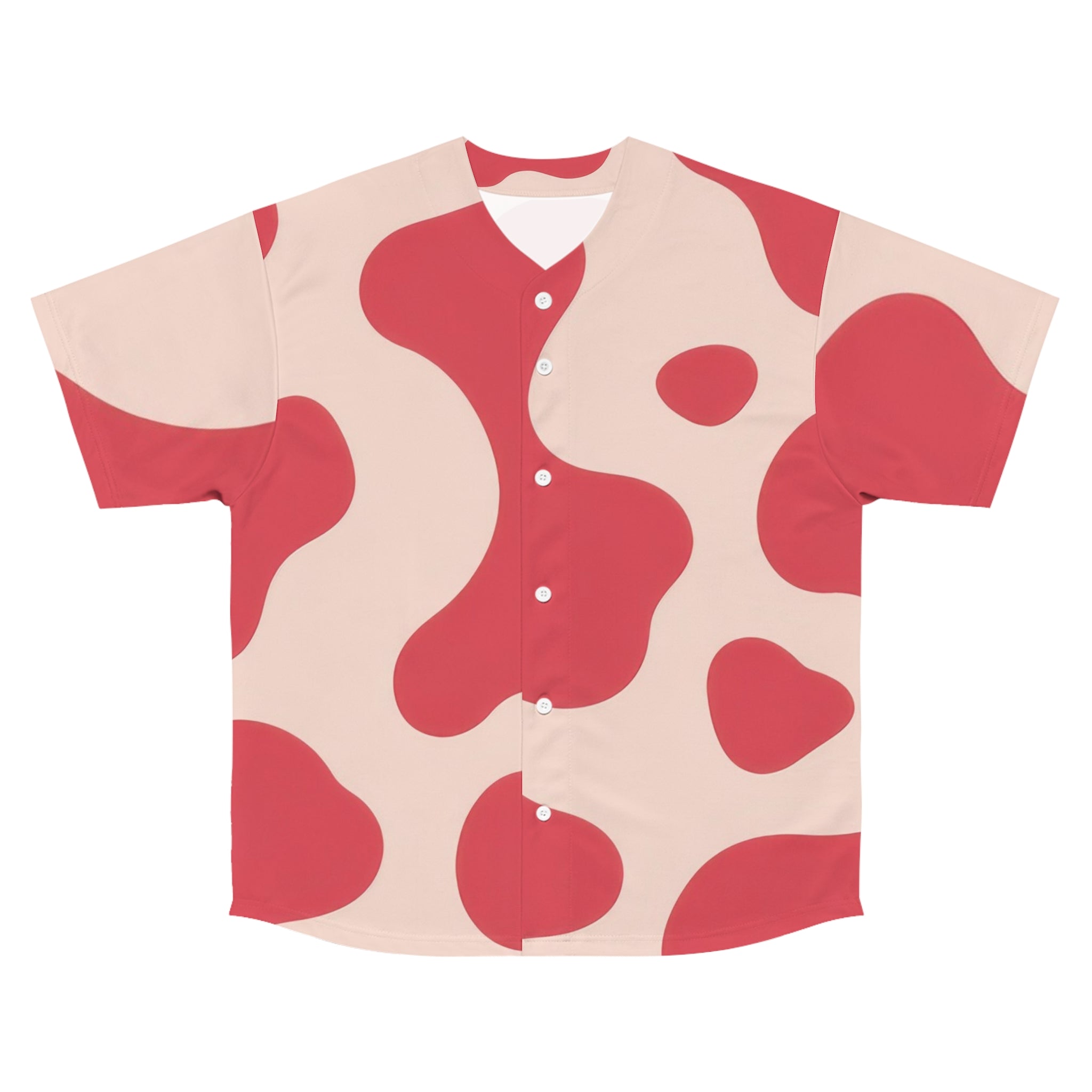 Red Jungle Cow Men's Baseball Jersey (AOP), Artsulli - Art is Long, Life is Short, All Over Prints, Size, S, Color, Seam thread color automatically matched to design, , , 30059639999979734702