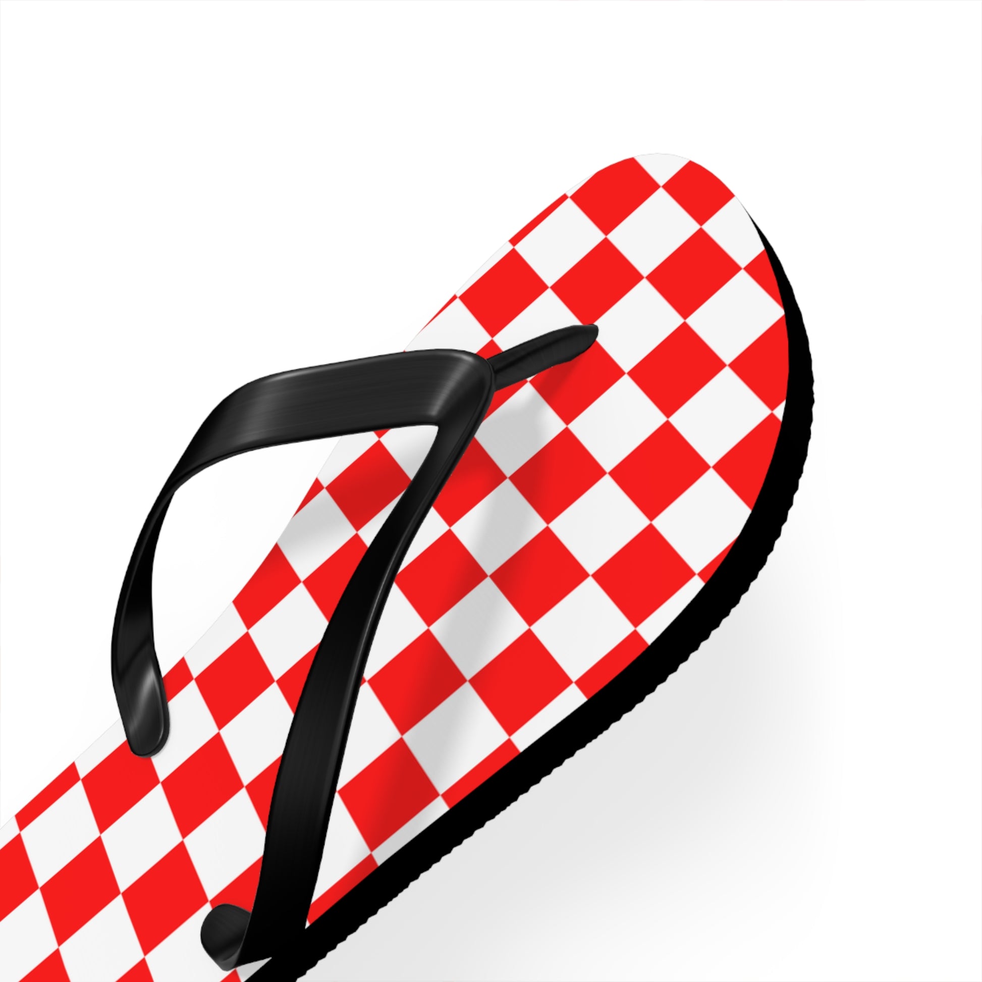 Checkerboard II Red and White Flip Flops, Artsulli - Art is Long, Life is Short, Shoes, , , , , , , 