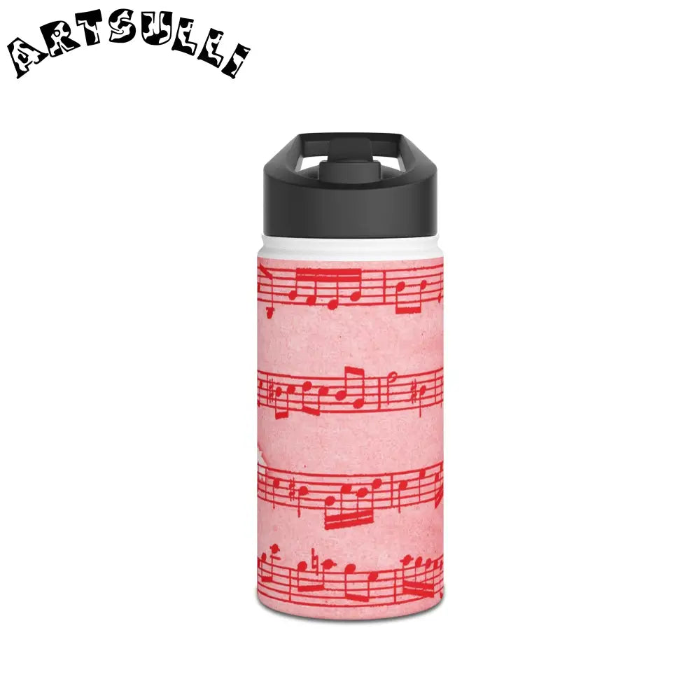 JAKKOUTTHEBXX Pink Steel Water Bottle with Red Musical Notes 2025