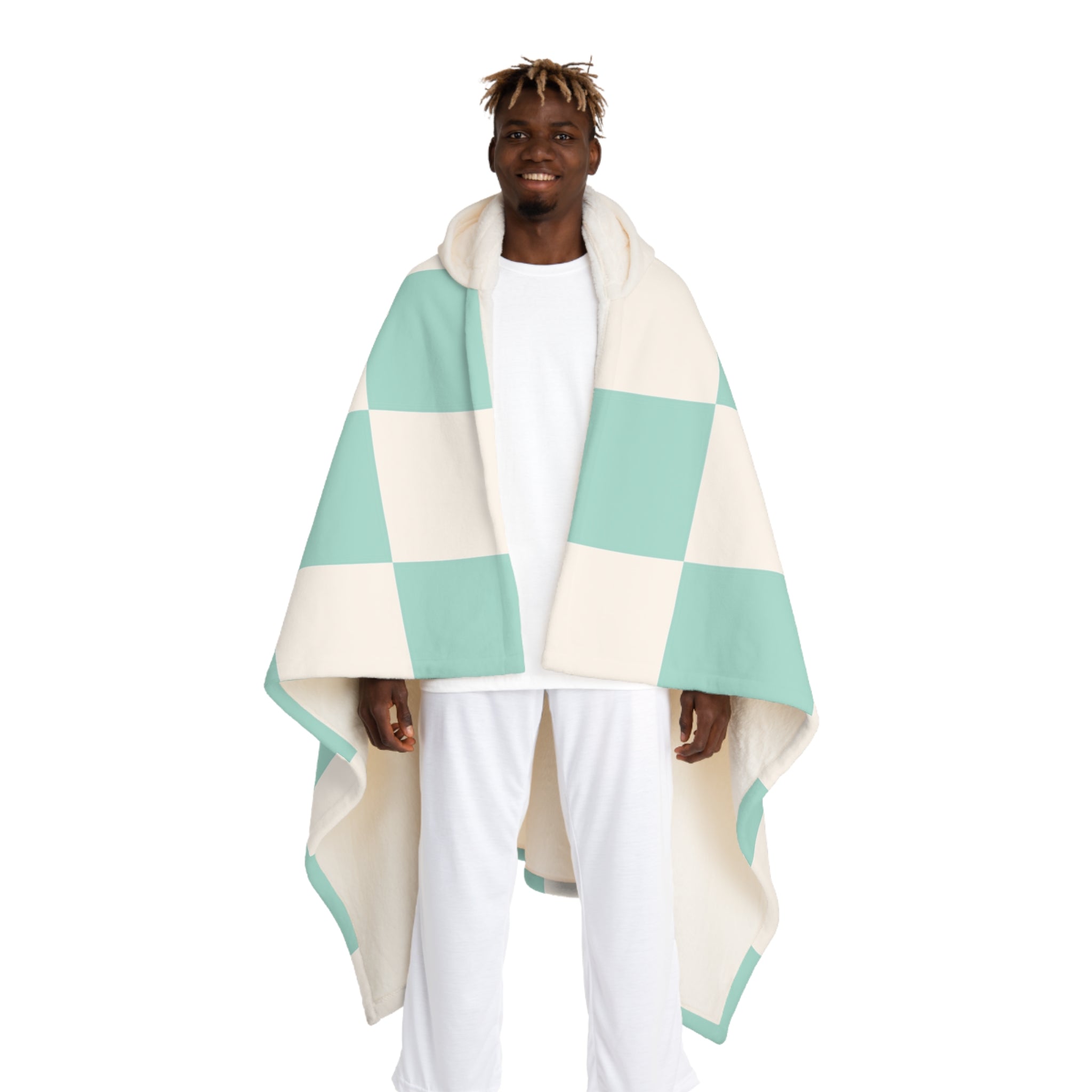 Chessboard Hooded Sherpa Fleece Blanket, Artsulli - Art is Long, Life is Short, All Over Prints, Size, One size, Color, Cream, , , 82043922984311616802