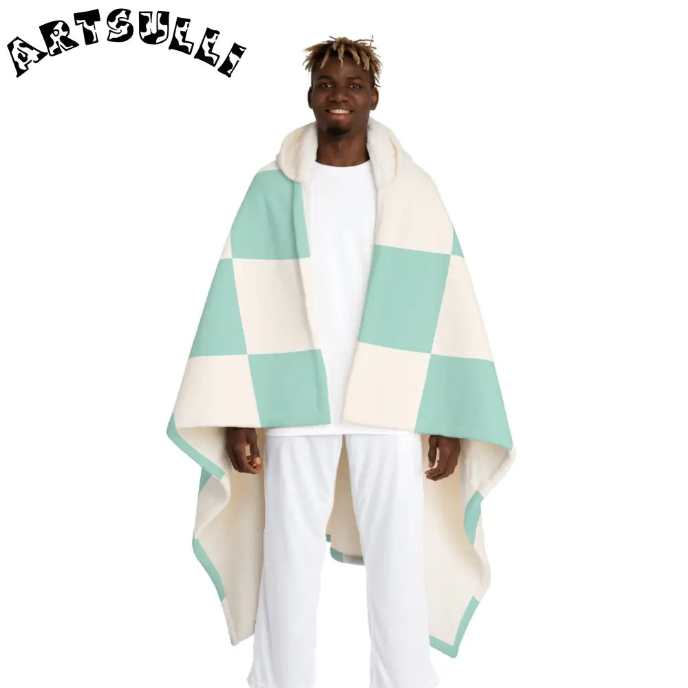 JAKKOUTTHEBXX Checkered Illustration Printed Sherpa Fleece Blanket 2025