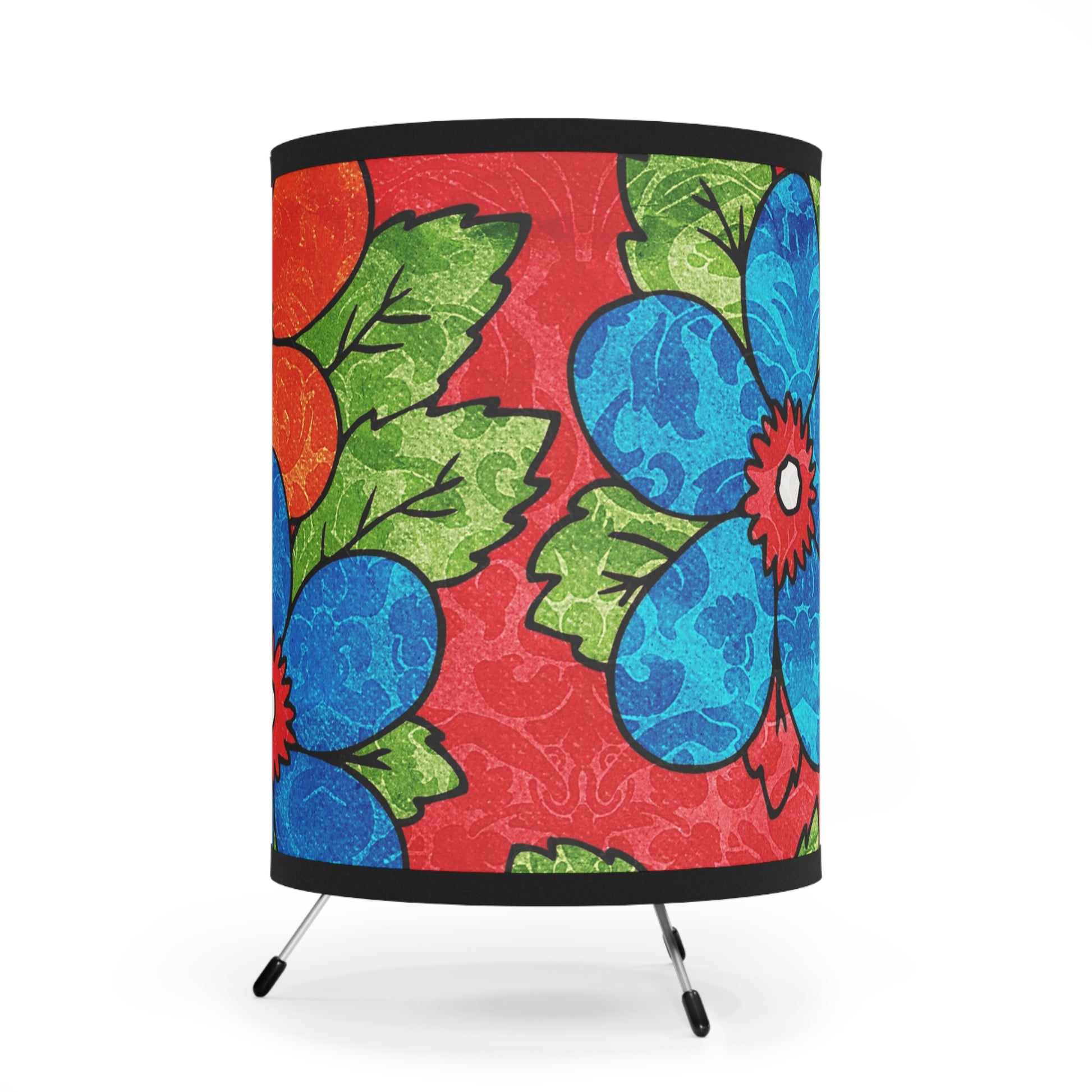 Groovy Red Floral Kl Tripod Lamp with High-Res Printed Shade, US\CA plug, Artsulli - Art is Long, Life is Short, Home Decor, , , , , , , 