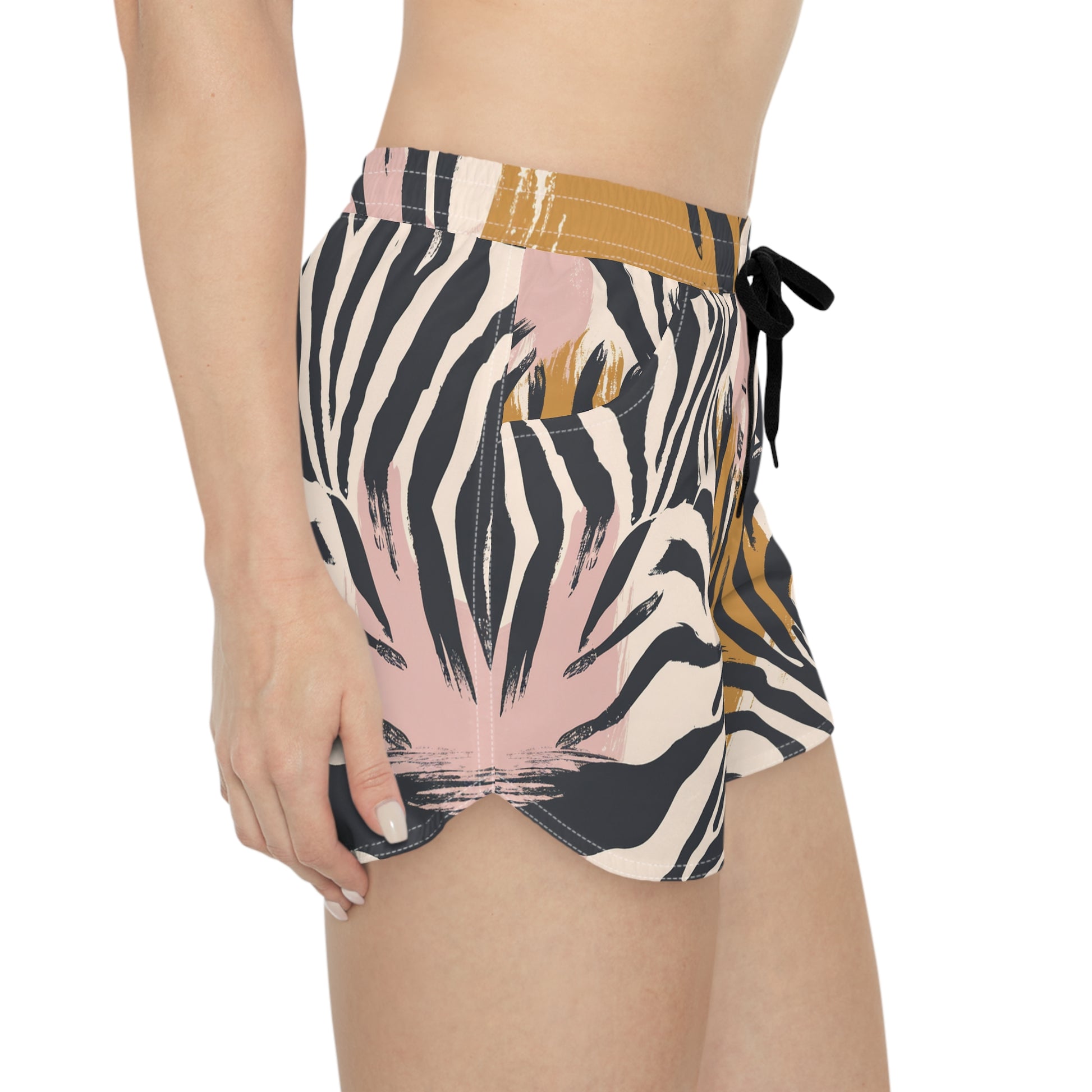 Beige Zebra Jungle Flats Women's Casual Shorts (AOP), Artsulli - Art is Long, Life is Short, All Over Prints, , , , , , , 