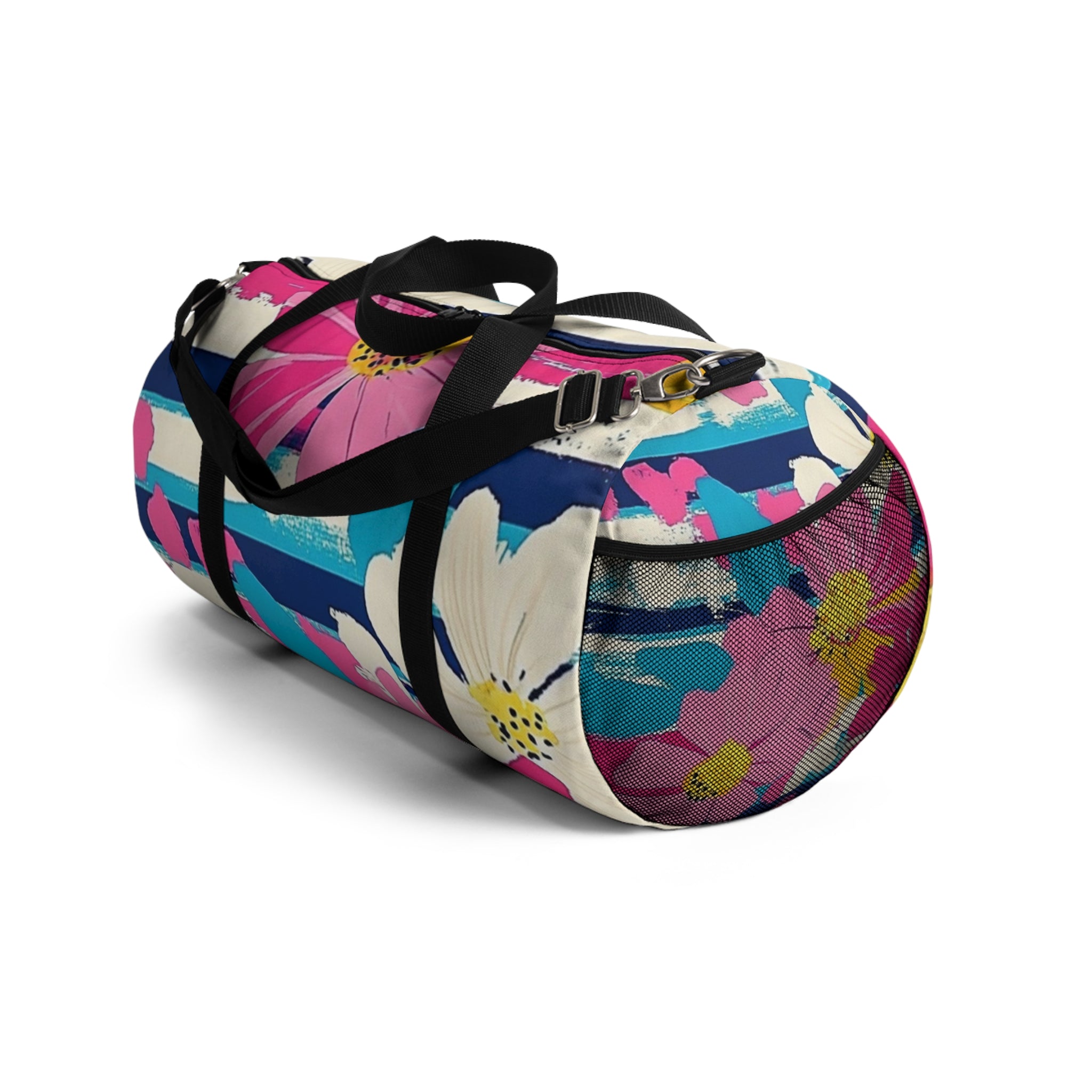 Dayglo Floral Stripes Multi-Color Duffel Bag, Artsulli - Art is Long, Life is Short, Bags, , , , , , , 