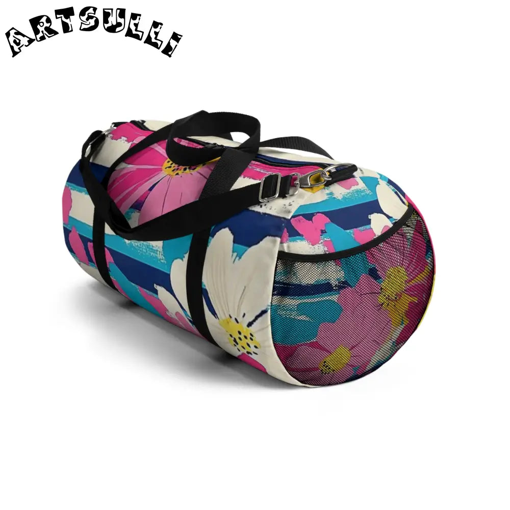 JAKKOUTTHEBXX Dayglo Floral Stripes Multi-Color Duffel Bag