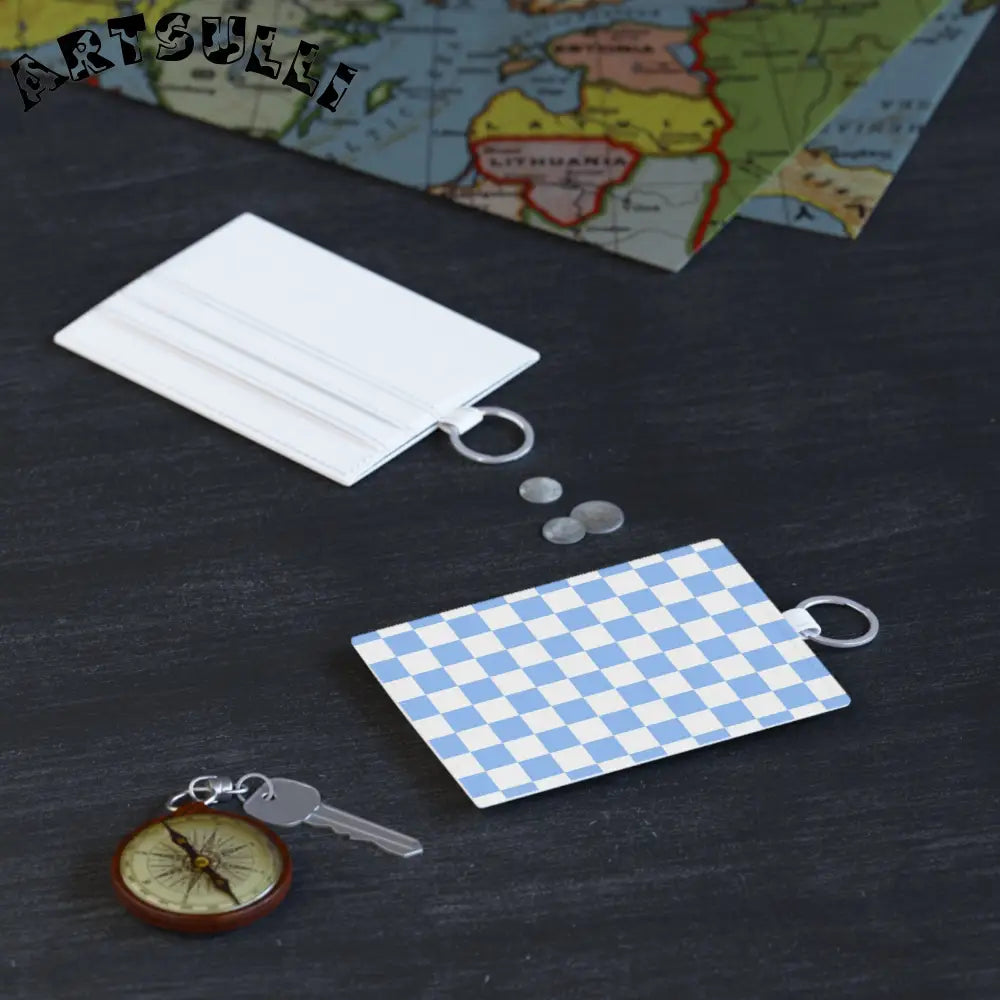 JAKKOUTTHEBXX Checkerboard White and Light Blue Saffiano Leather