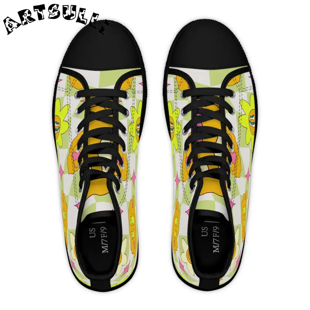 JAKKOUTTHEBXX Sunflower x Checkerboard Trippy Women’s High Top