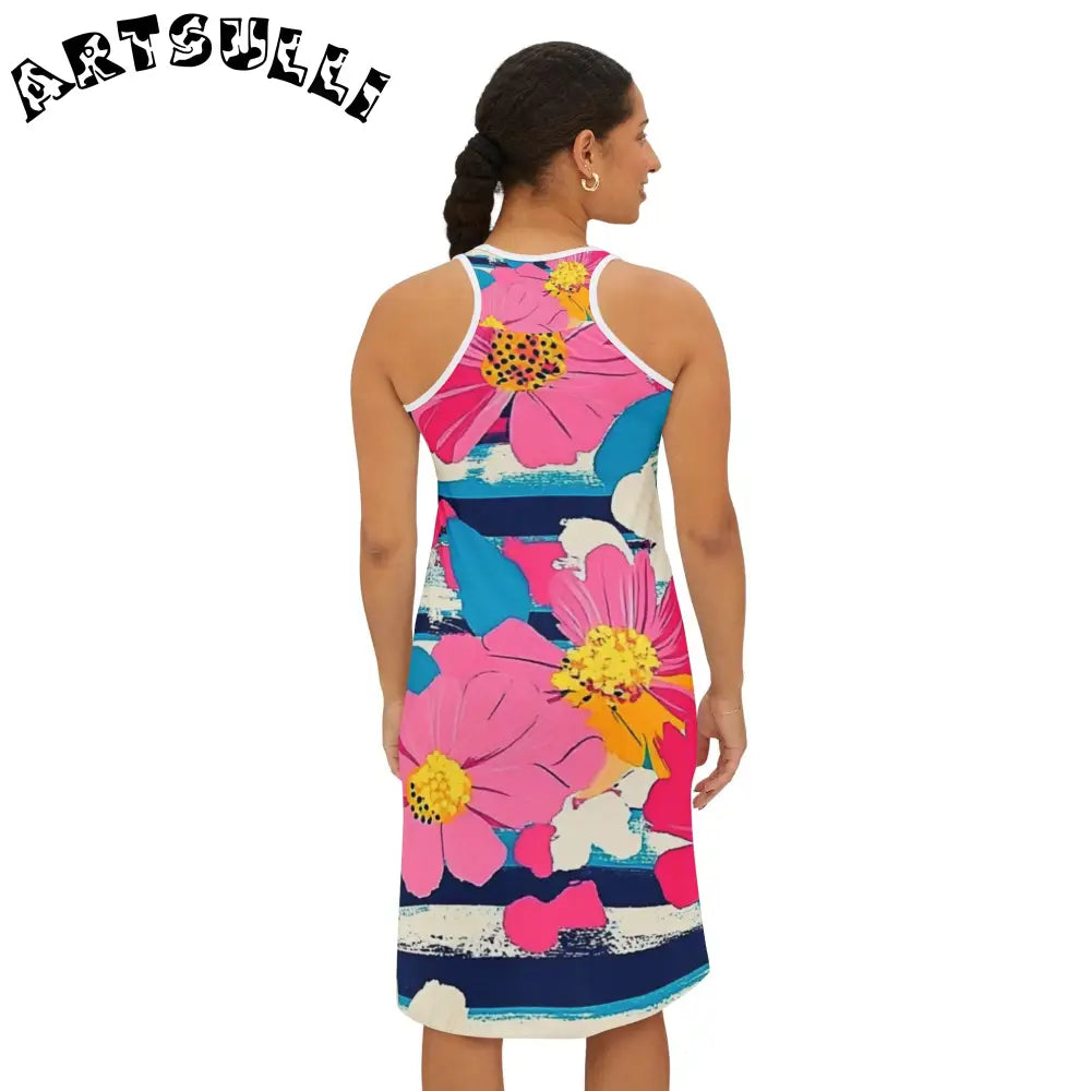 JAKKOUTTHEBXX Dayglo Floral Stripes Multi-Color Women’s Racerback