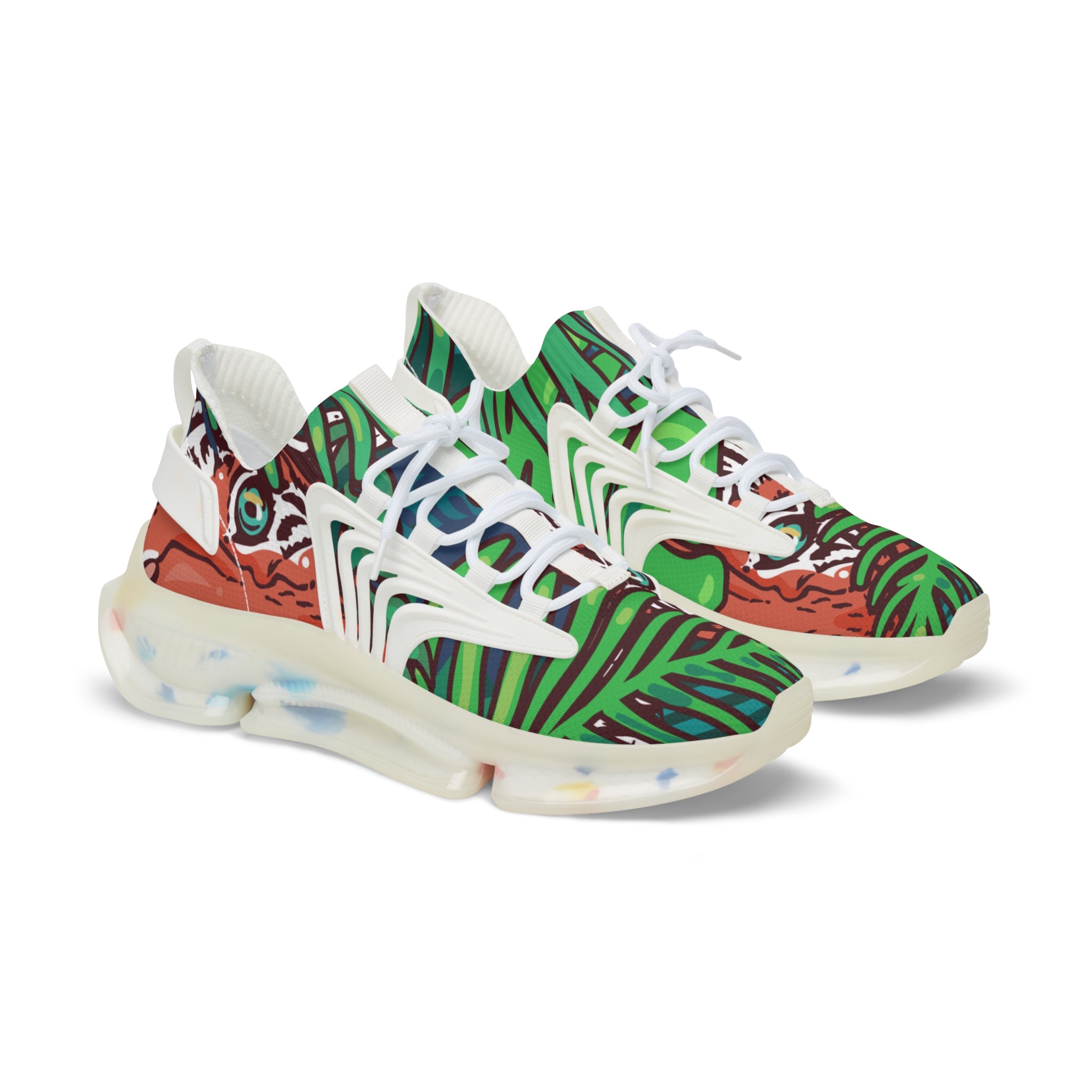 Tropical Jungle Tigers Green Men's Mesh Sneakers, Artsulli - Art is Long, Life is Short, Shoes, Color, White sole, Size, US 5, , , 14822159835274