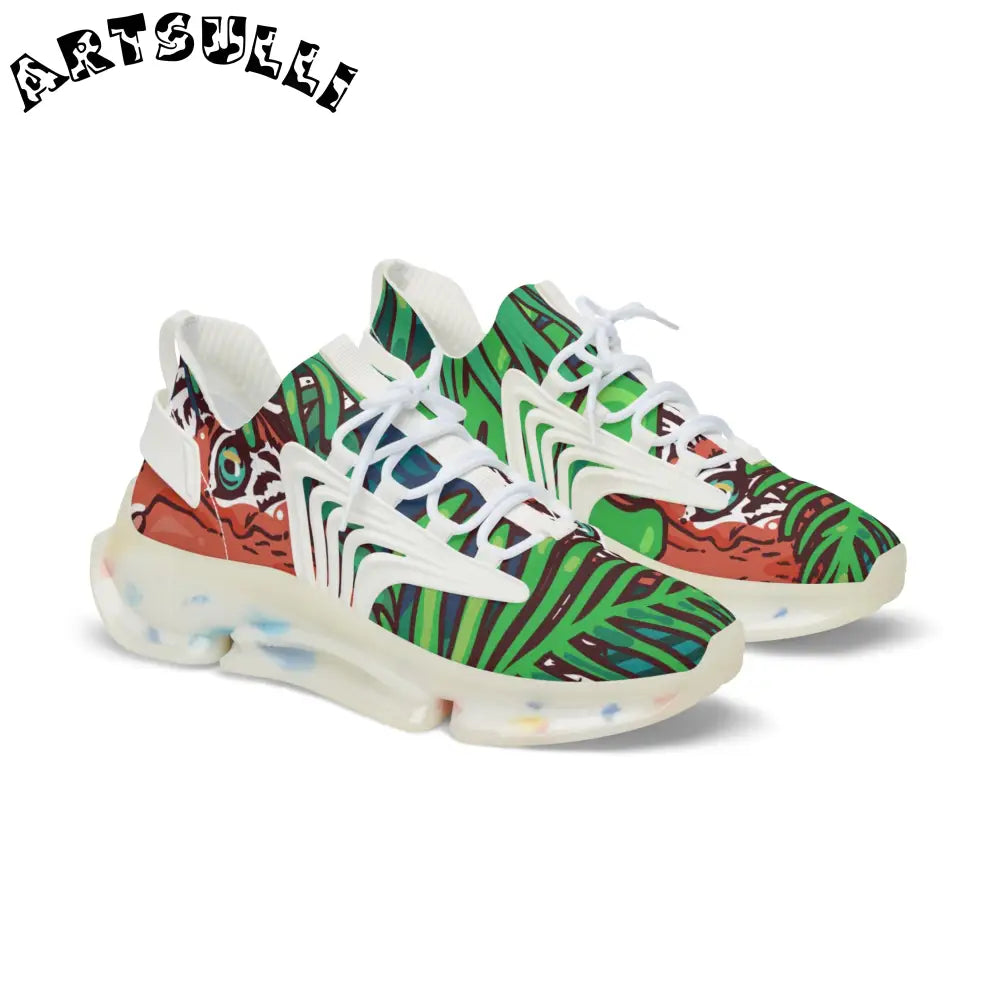 JAKKOUTTHEBXX Tropical Jungle Tigers Green Men’s Mesh Sneakers