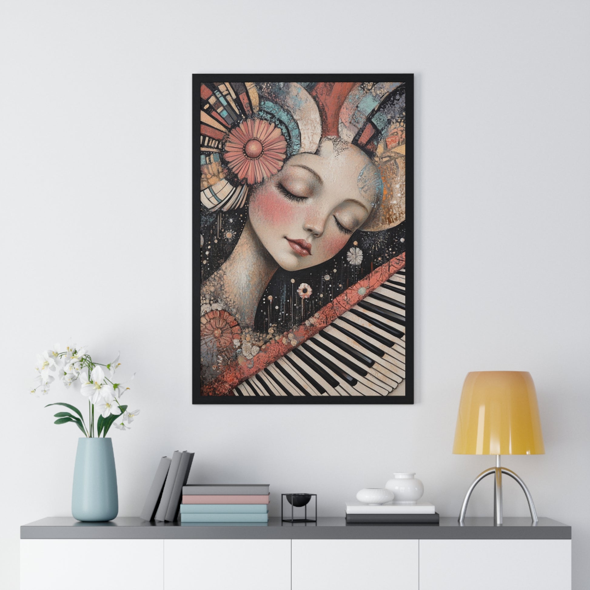 Queen Of Piano Dreams Vertical Framed Poster, Artsulli - Art is Long, Life is Short, Poster, , , , , , , 