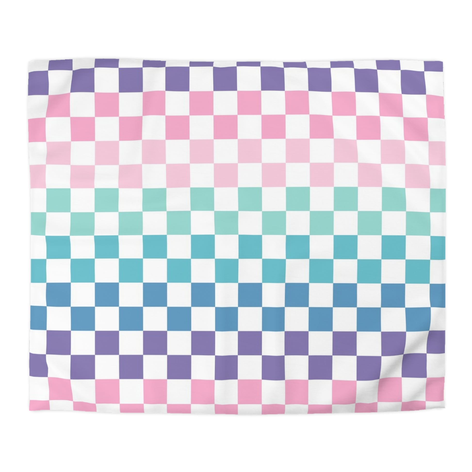 Vaporwave Rainbow  Checkerboard Multi-Color Microfiber Duvet Cover, Artsulli - Art is Long, Life is Short, Home Decor, Size, King, Color, Cream, , , 20525007607526623438