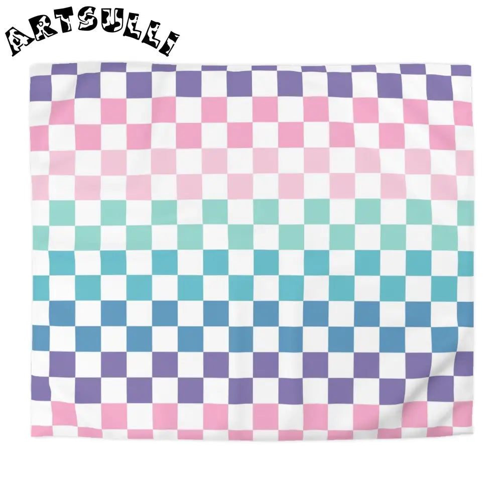 JAKKOUTTHEBXX Vaporwave Rainbow Checkerboard Multi-Color Microfiber