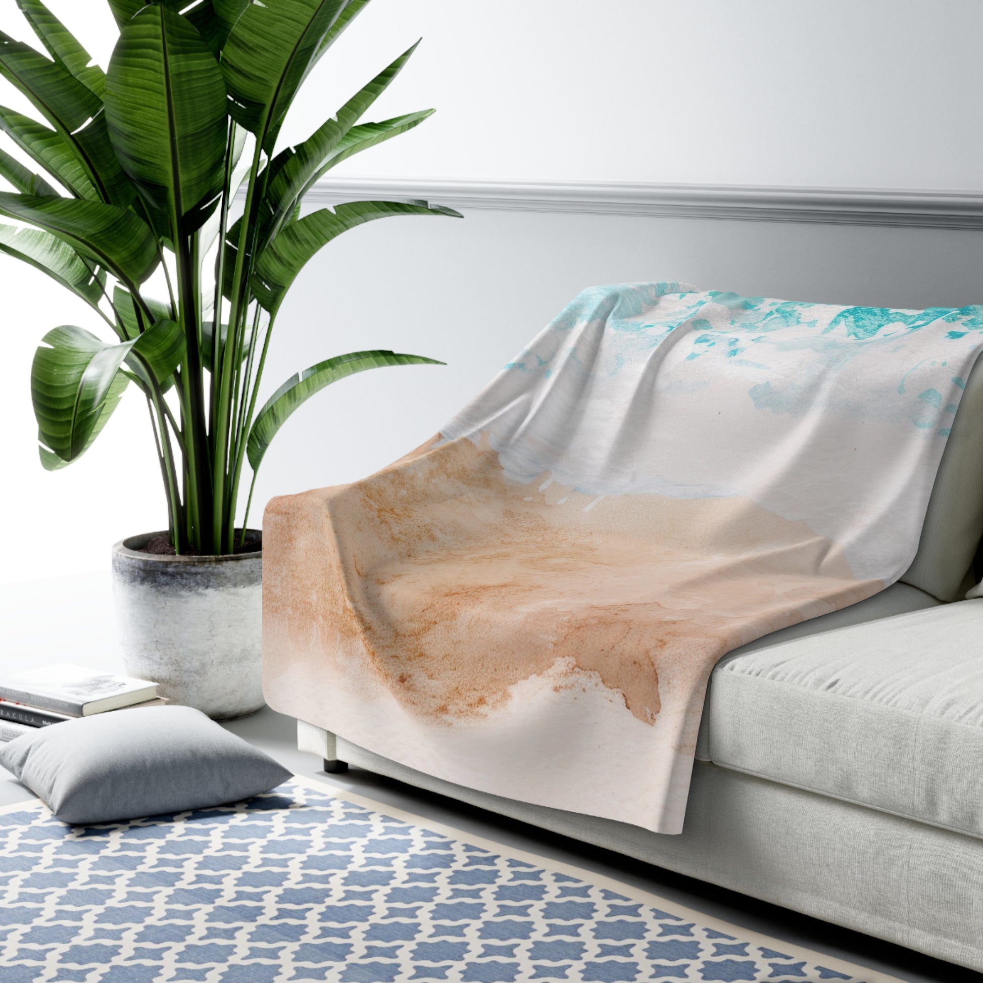 Seashore II Sherpa Fleece Blanket, Artsulli - Art is Long, Life is Short, Home Decor, , , , , , , 
