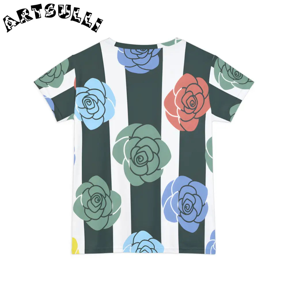 JAKKOUTTHEBXX Stripes x Roses Black and White Women’s Short Sleeve