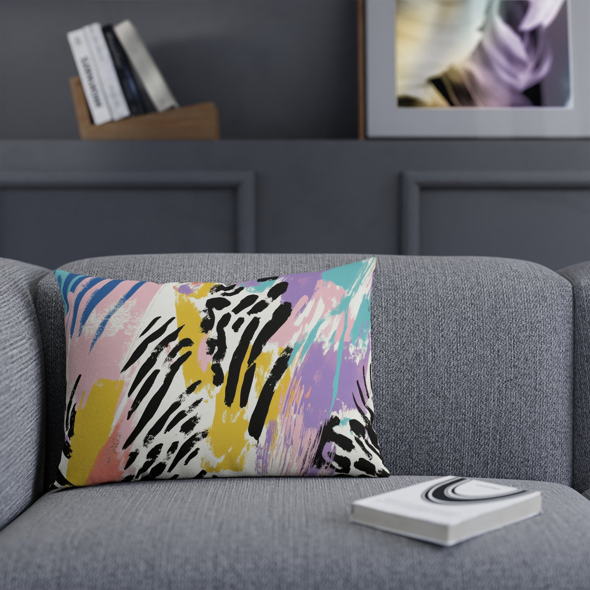 Wild Zebra Stripes x Paint Brush Strokes Multi-Color Cushion, Artsulli - Art is Long, Life is Short, Home Decor, , , , , , , 