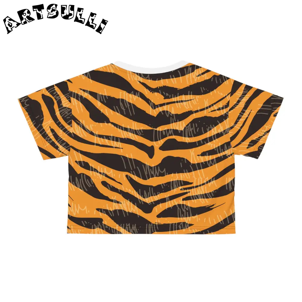JAKKOUTTHEBXX Tiger Scratches Orange & Black Crop Tee (AOP)