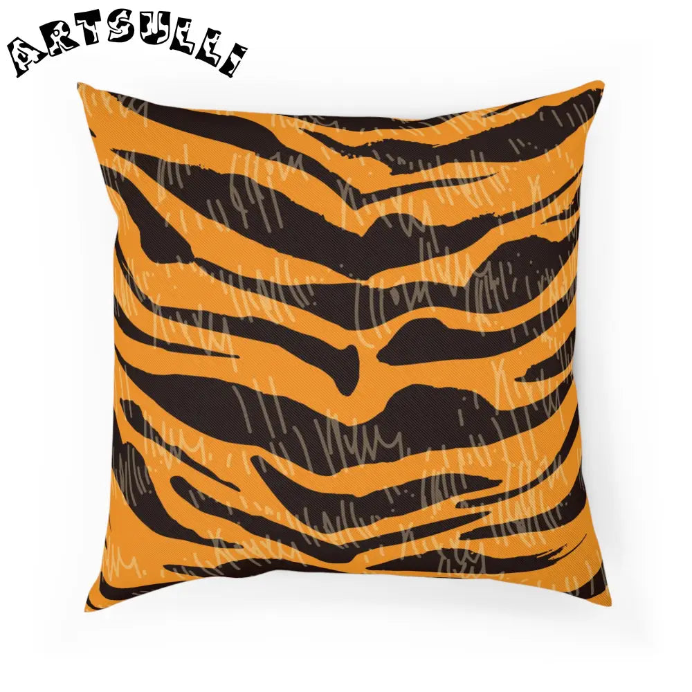 JAKKOUTTHEBXX Tiger Scratches Orange & Black Cushion JAKKOUTTHEBXX