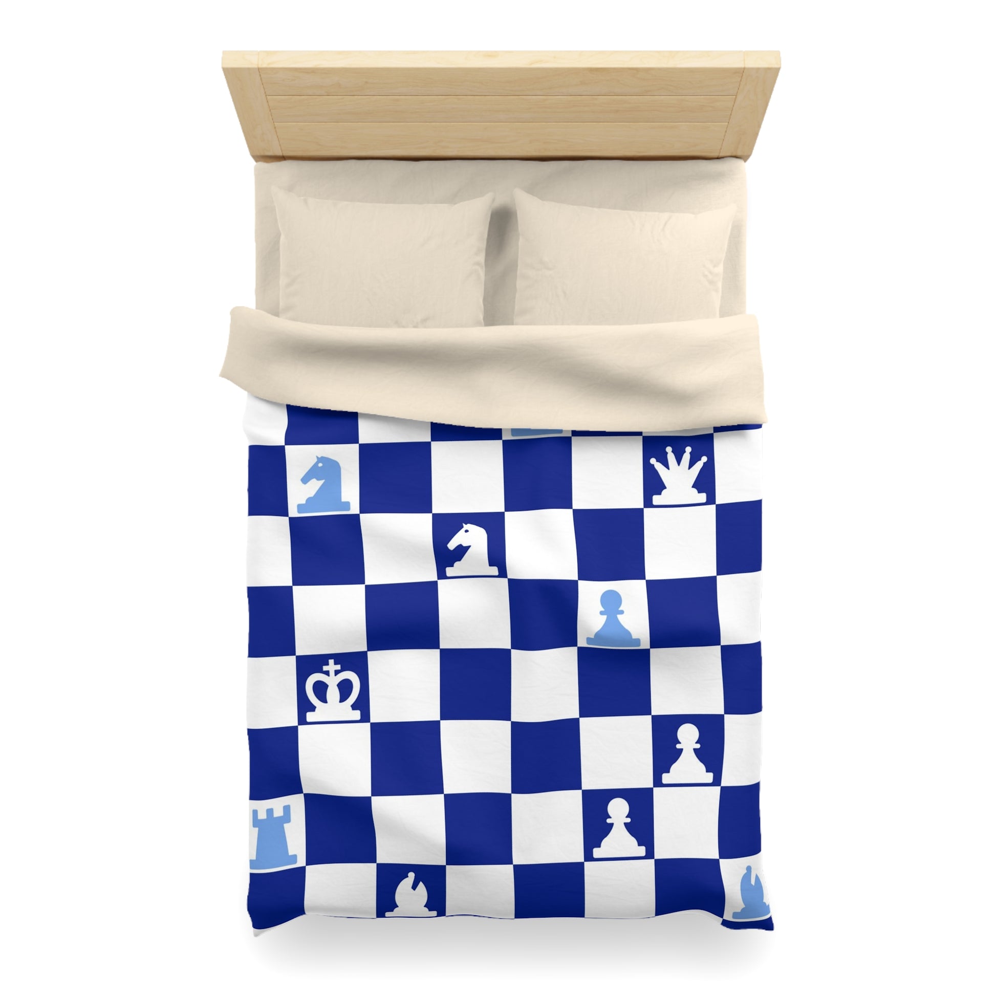 Chessboard Navy Blue Microfiber Duvet Cover, Artsulli - Art is Long, Life is Short, Home Decor, , , , , , , 