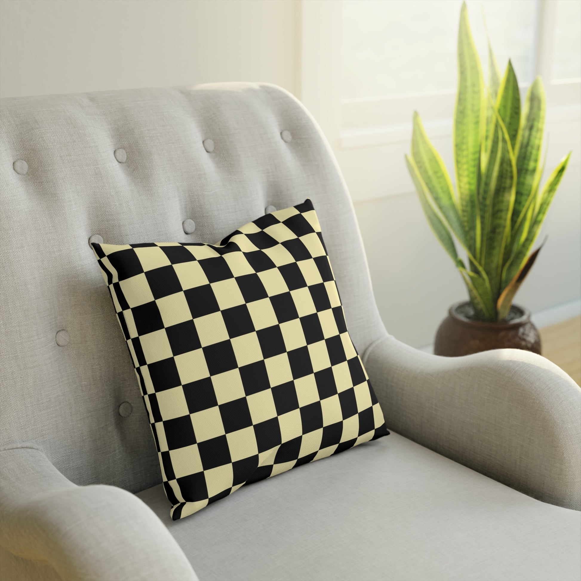 Checkerboard Black and Yellow Cushion, Artsulli - Art is Long, Life is Short, Home Decor, , , , , , , 