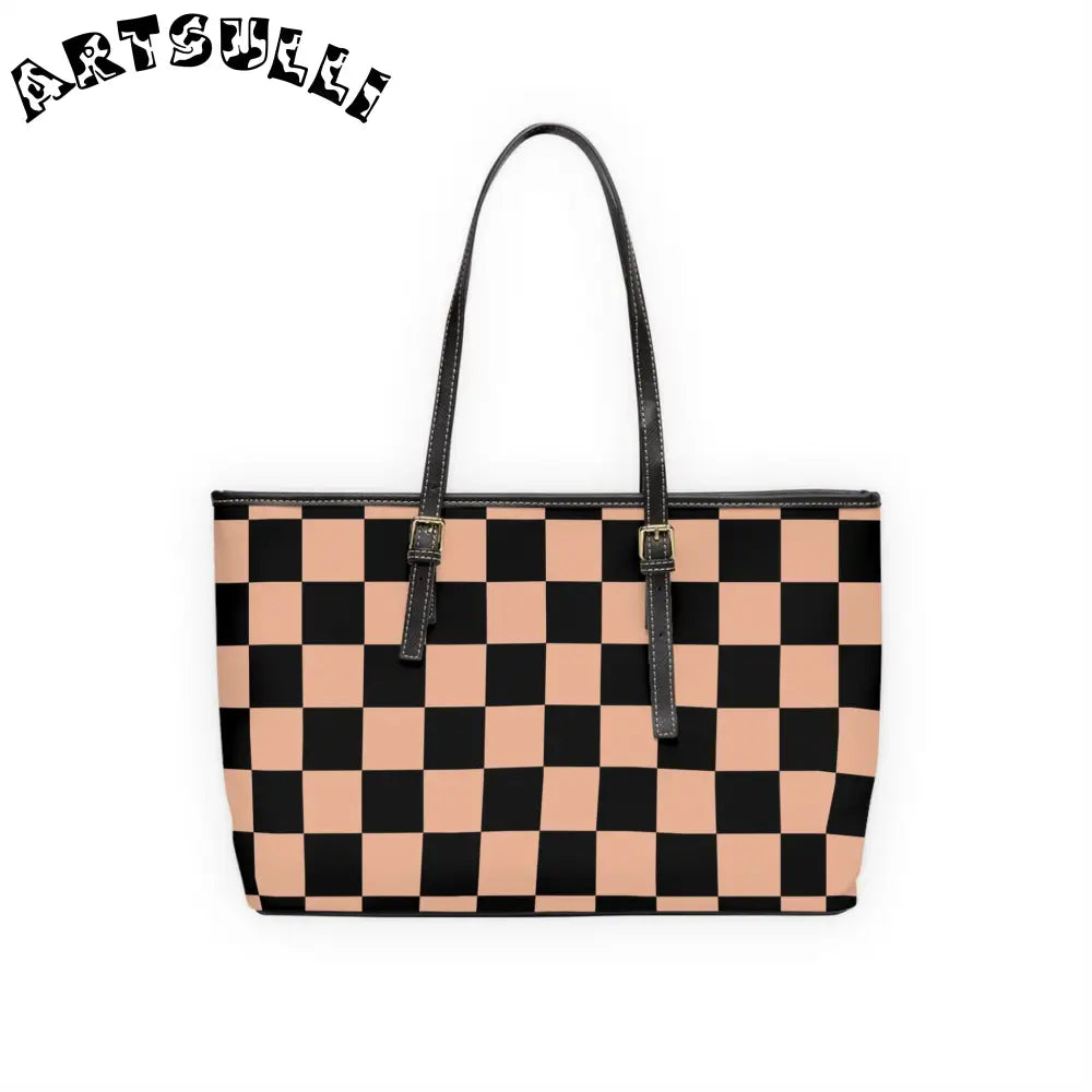 JAKKOUTTHEBXX Checkerboard Soft Orange and Black PU Leather Shoulder