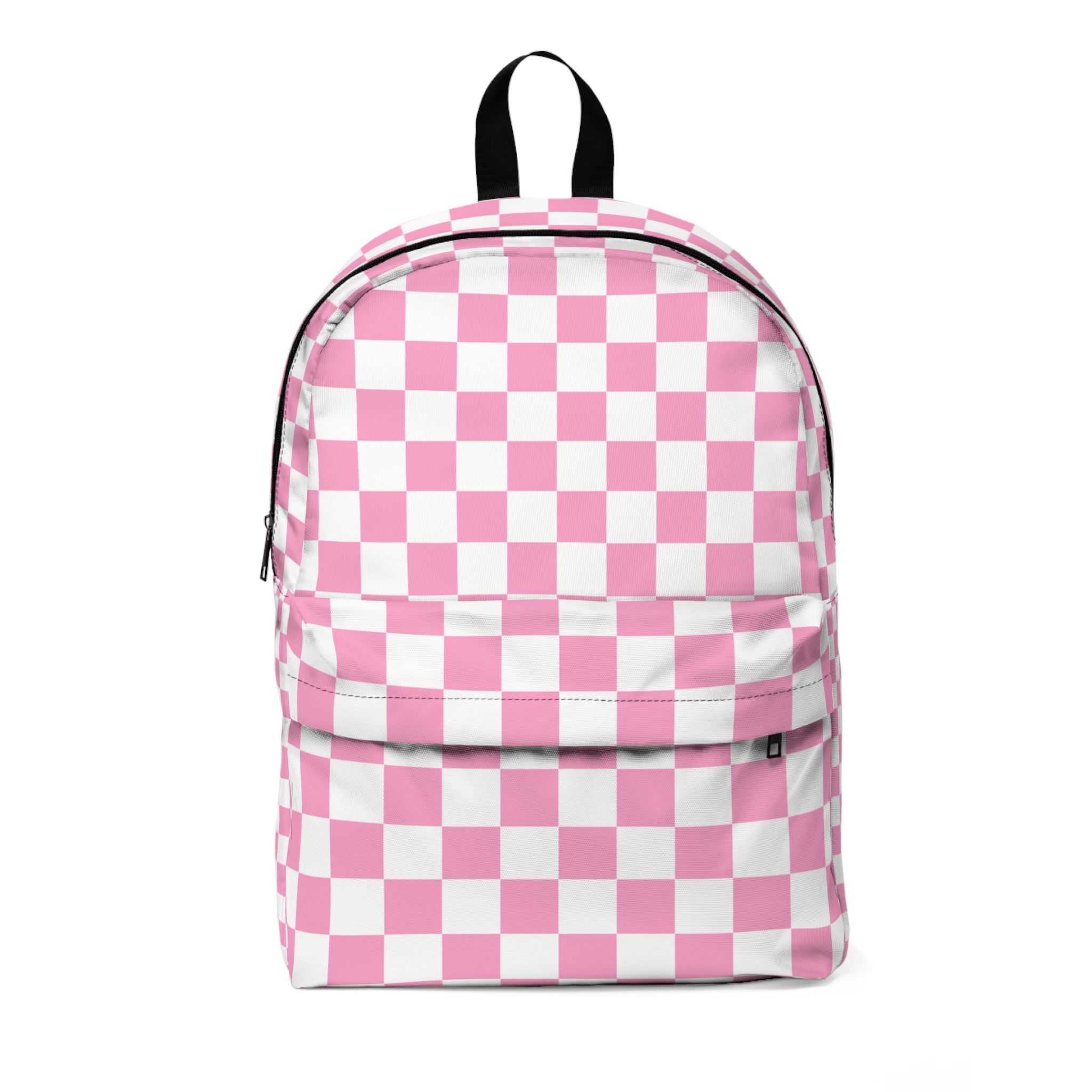 Checkerboard Hot Pink and White Unisex Classic Backpack, Artsulli - Art is Long, Life is Short, Bags, Size, One size, , , , , 29669430820414362993