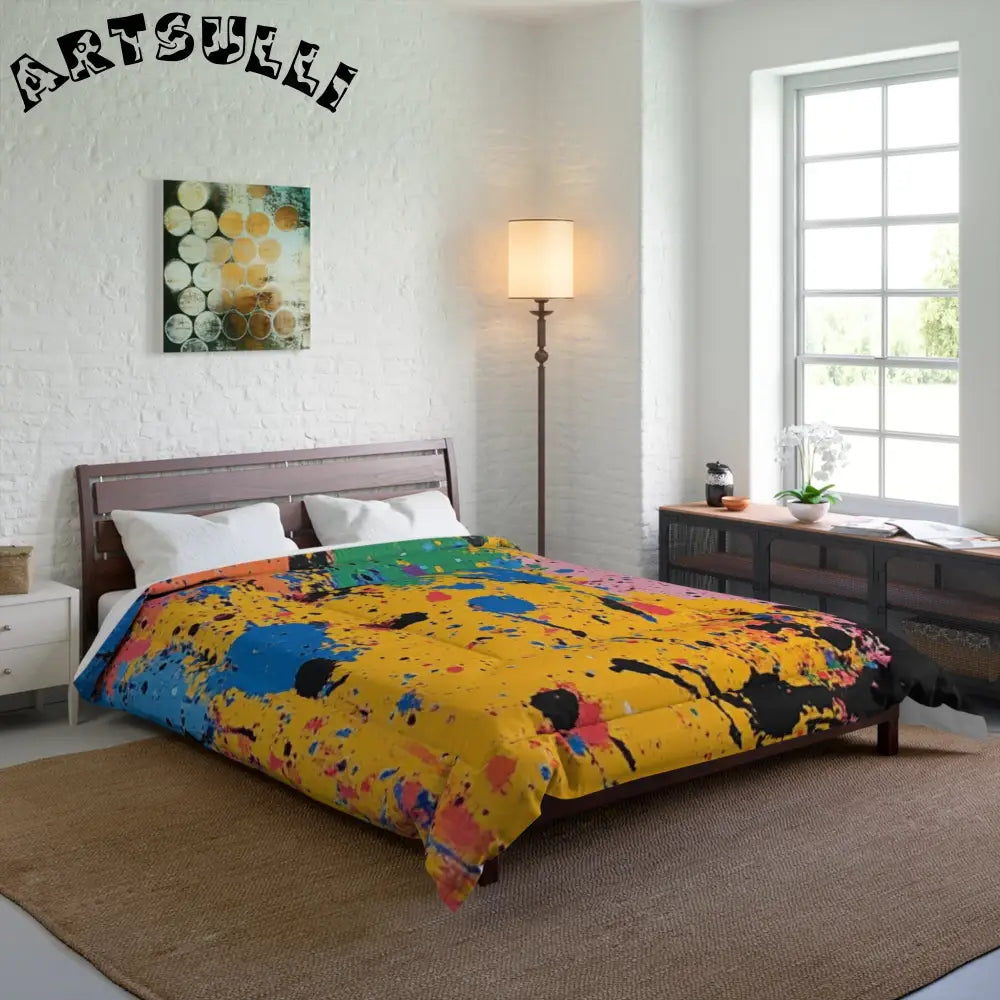 JAKKOUTTHEBXX The Colors Of Paint Splatter Comforter JAKKOUTTHEBXX