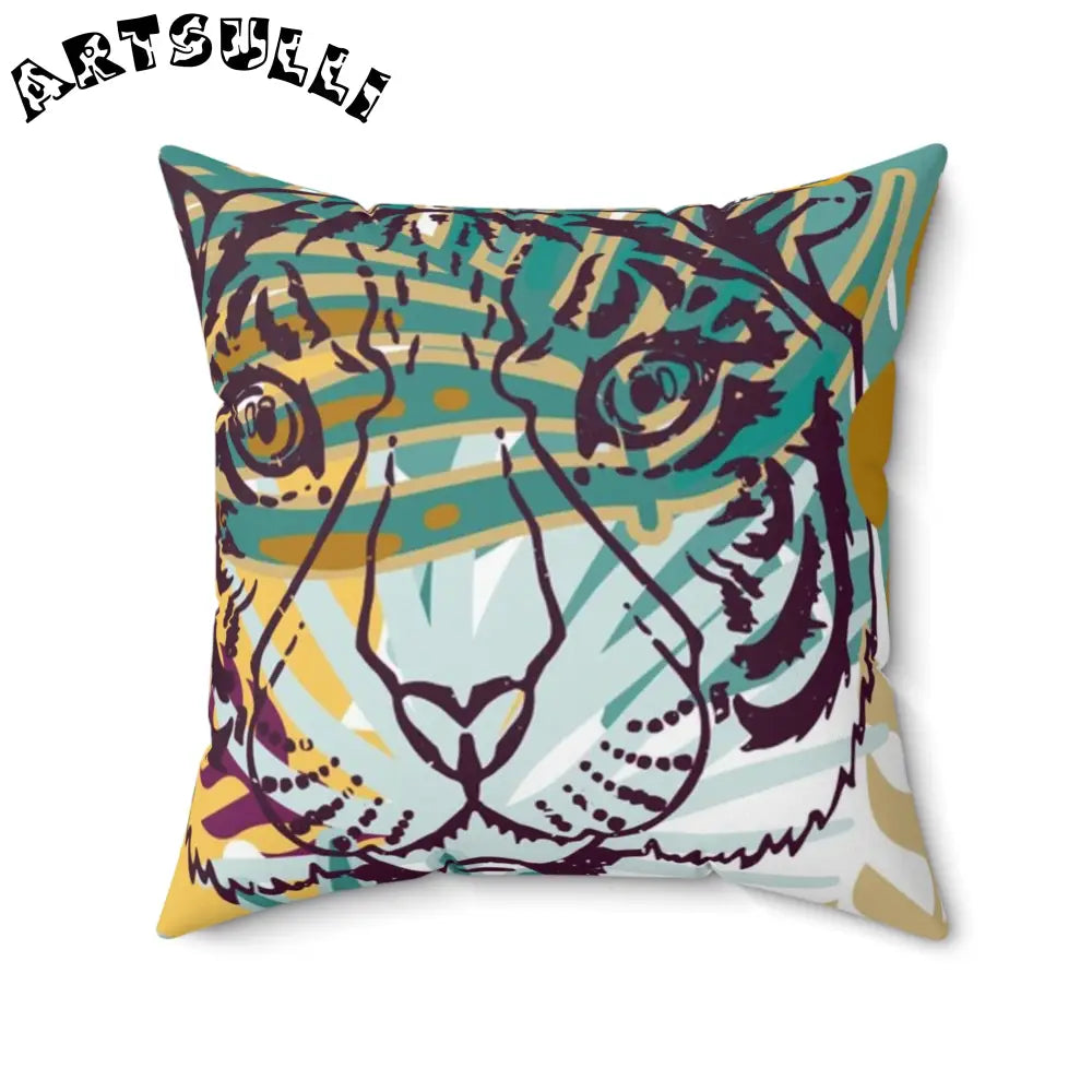JAKKOUTTHEBXX Tropical Jungle Tigers Brown and Green Spun Polyester