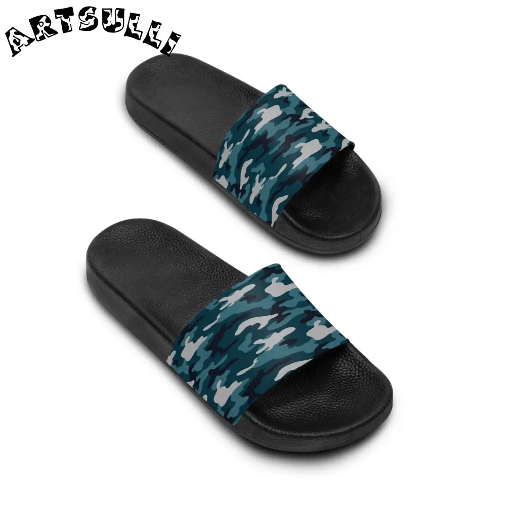JAKKOUTTHEBXX Blue Camouflage II Men’s Slide Sandals JAKKOUTTHEBXX