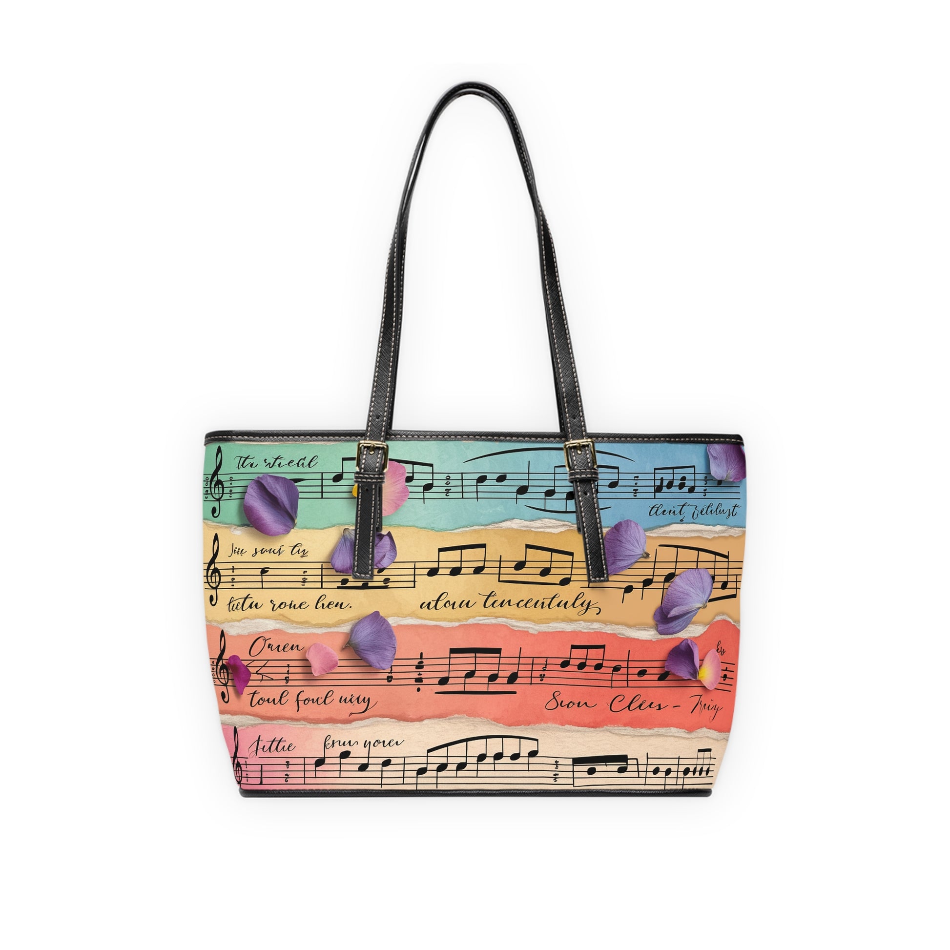 Torn Type Beat Sheet Music Multi-Color PU Leather Shoulder Bag, Artsulli - Art is Long, Life is Short, Bags, , , , , , , 