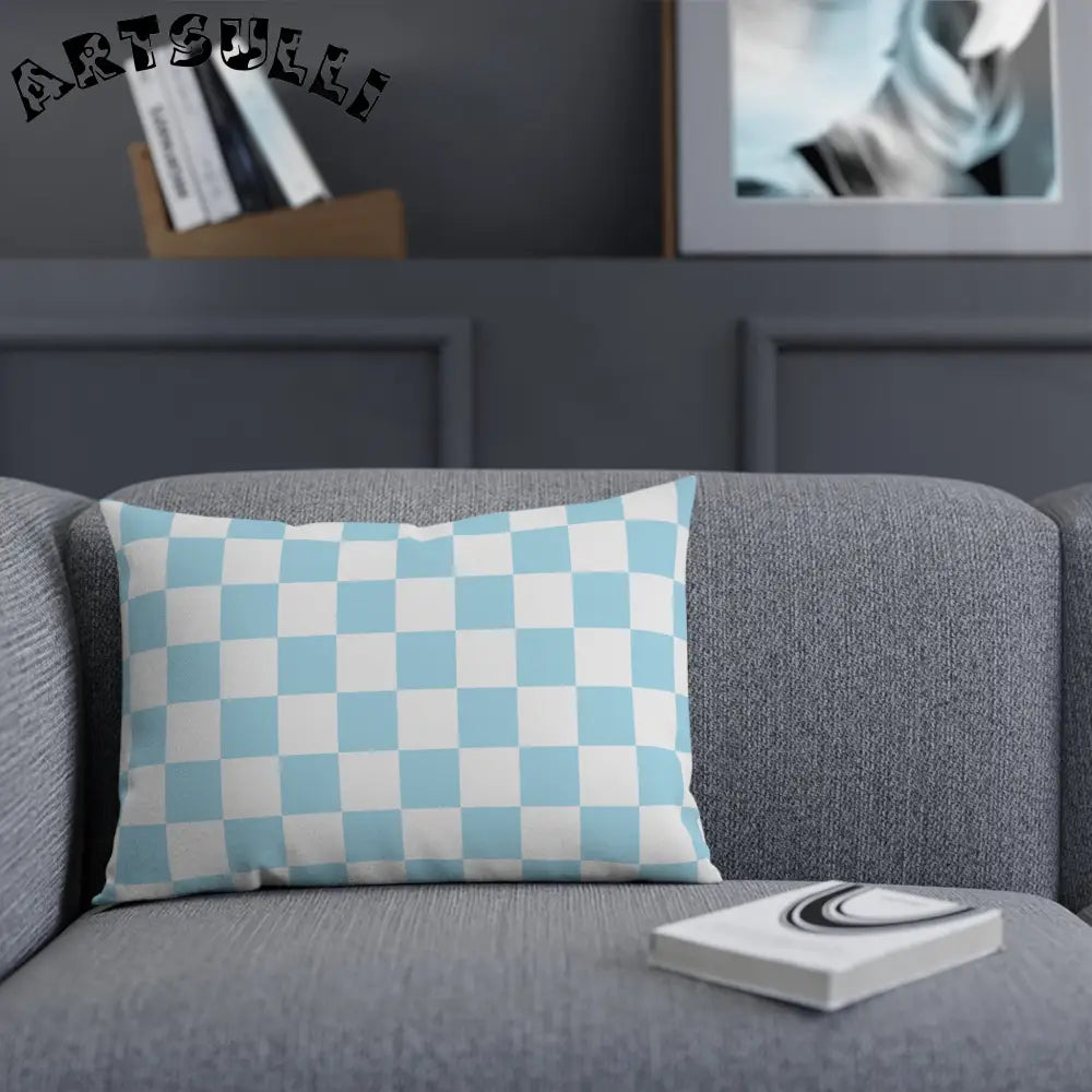 JAKKOUTTHEBXX Checkerboard Sky Blue Cushion JAKKOUTTHEBXX Artsulli