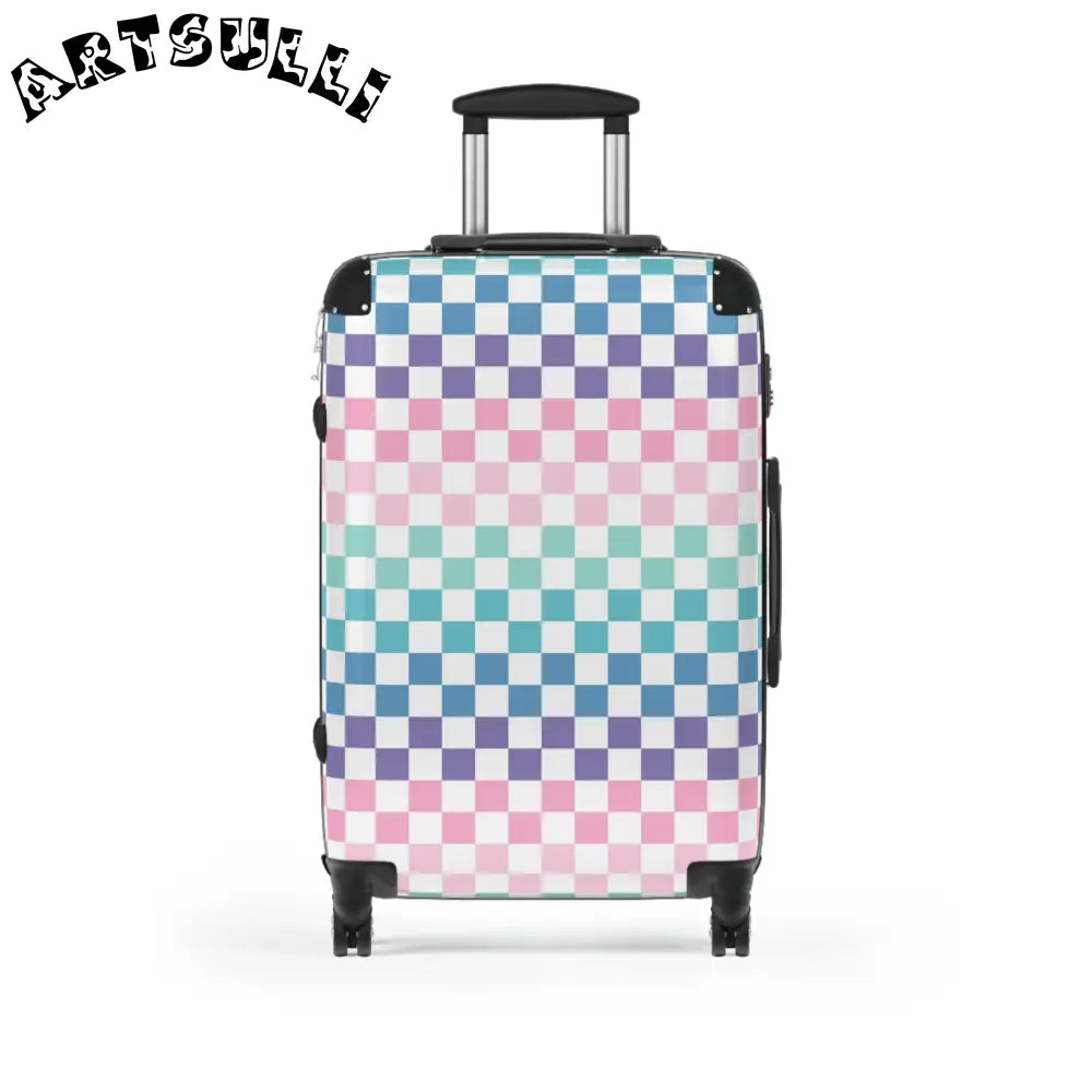 JAKKOUTTHEBXX Vaporwave Rainbow Checkerboard Multi-Color Suitcase