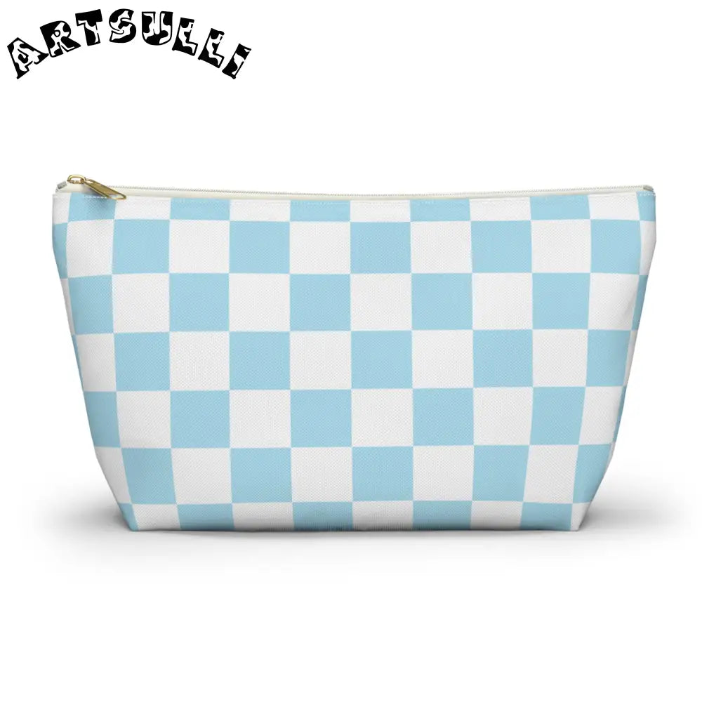 JAKKOUTTHEBXX Checkerboard Sky Blue Accessory Pouch w T-bottom