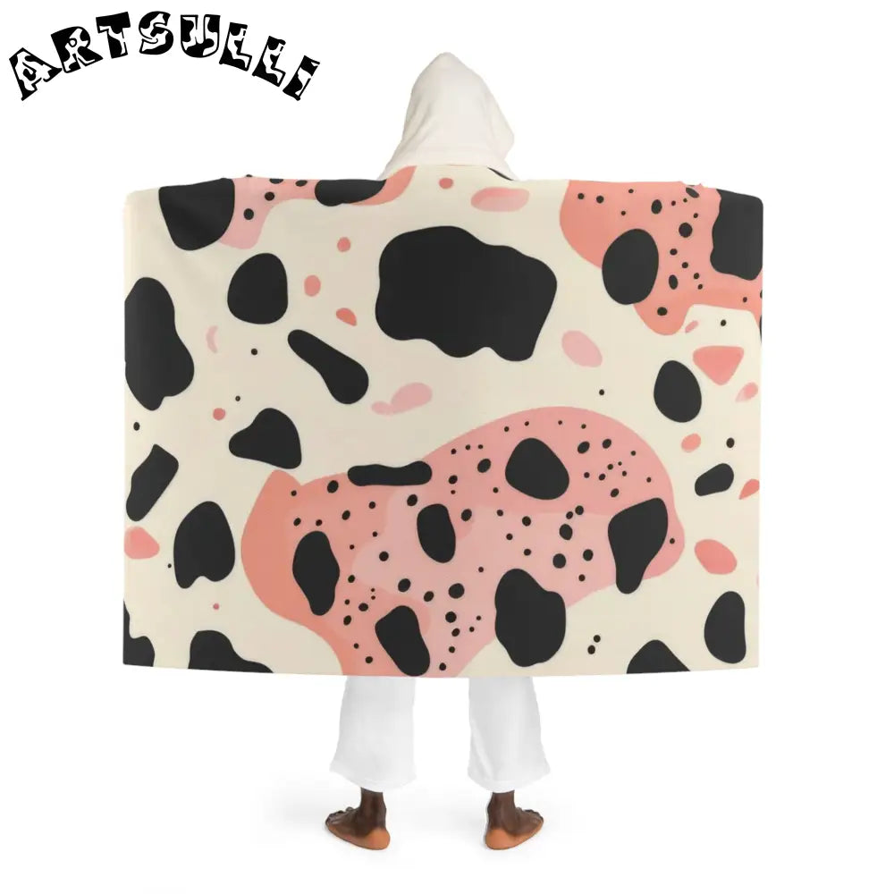 JAKKOUTTHEBXX Pink Cow Print Hooded Sherpa Fleece Blanket 2025