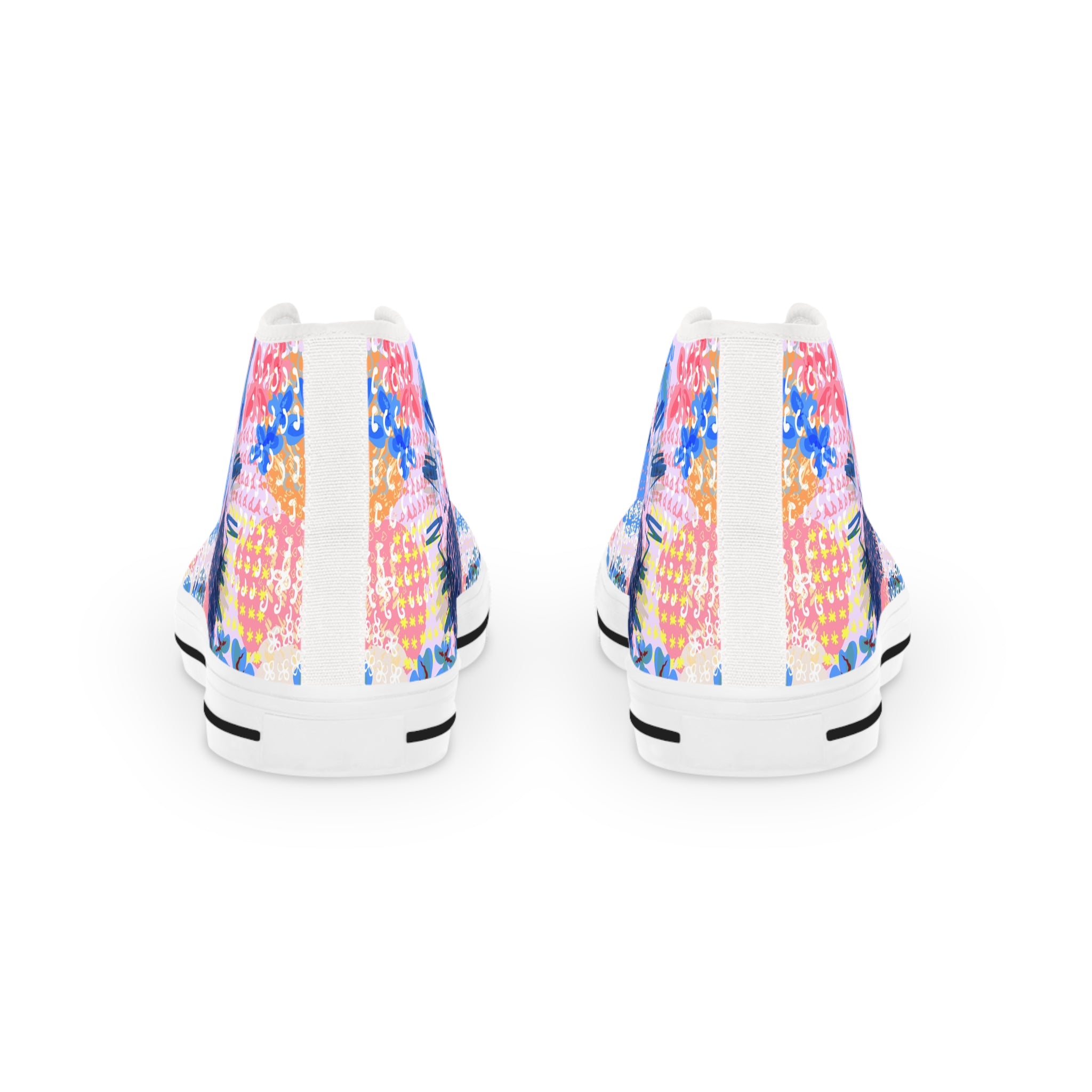 Flowers x Doodles x Hearts Multi-Color II Men's High Top Sneakers, Artsulli - Art is Long, Life is Short, Shoes, , , , , , , 