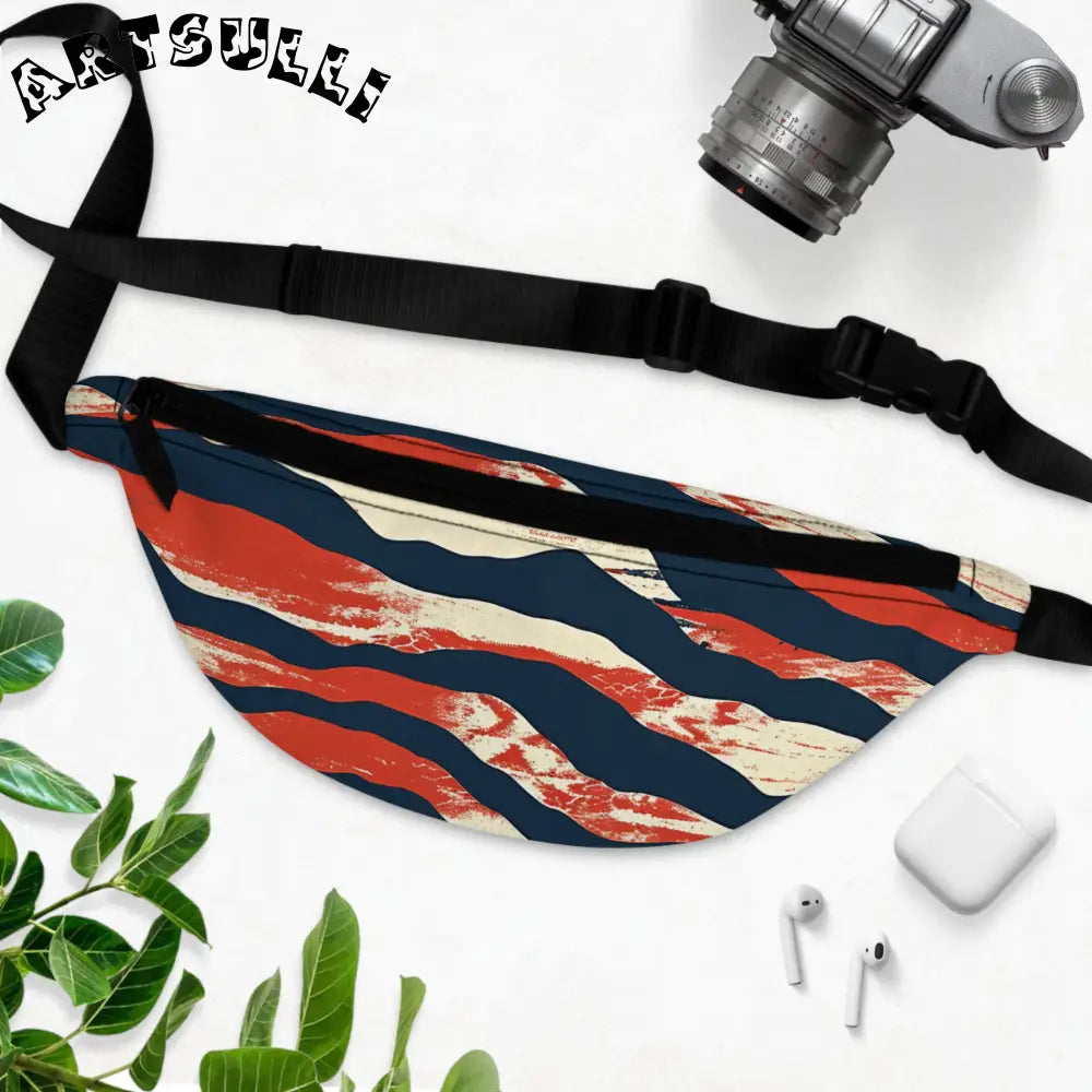 JAKKOUTTHEBXX Abstract Red White and Blue Art Printed Fanny Pack