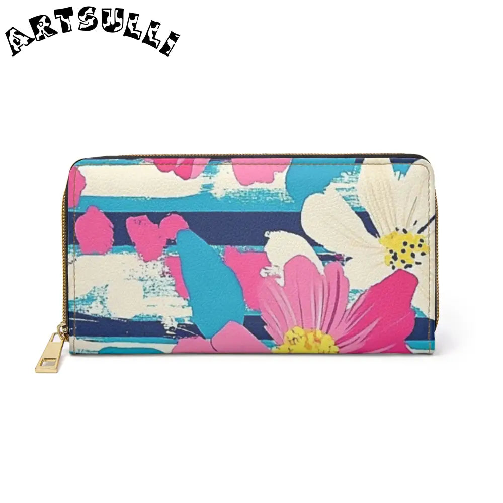 JAKKOUTTHEBXX Dayglo Floral Stripes Multi-Color Zipper Wallet