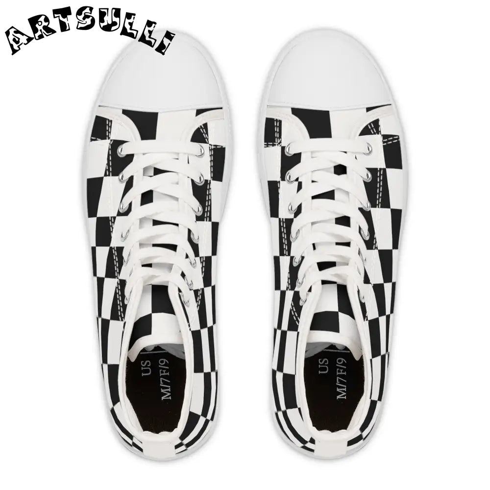 JAKKOUTTHEBXX Checkerboard Black and White Women’s High Top Sneakers