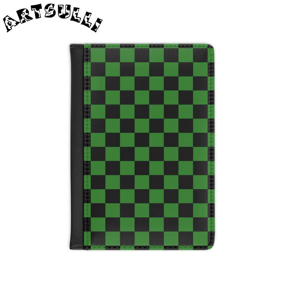 JAKKOUTTHEBXX Checkerboard Green and Black Passport Cover