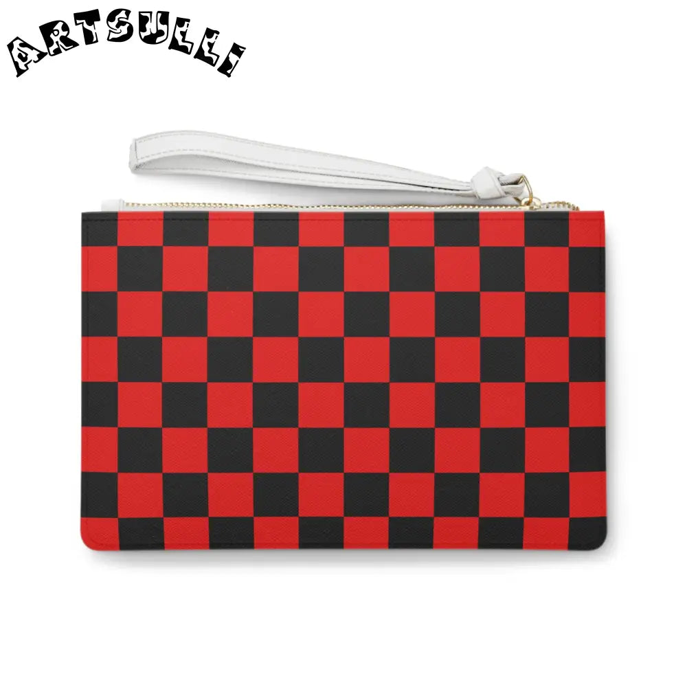 JAKKOUTTHEBXX Checkerboard Red and Black Clutch Bag JAKKOUTTHEBXX