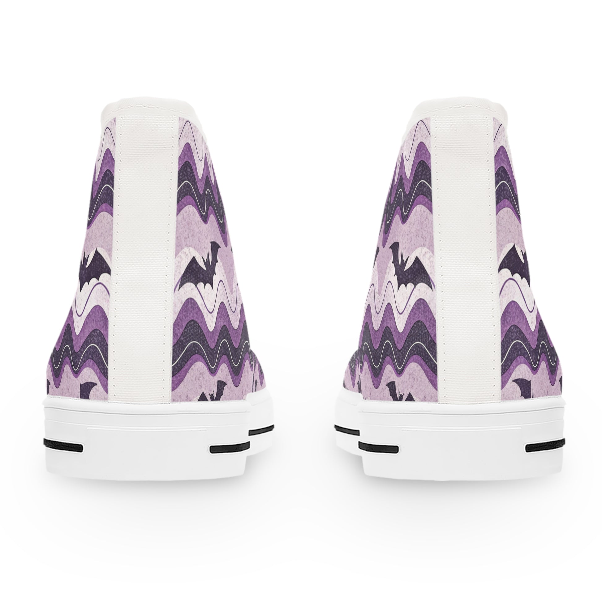 Bat Wave Purple Women's High Top Sneakers, Artsulli - Art is Long, Life is Short, Shoes, , , , , , , 