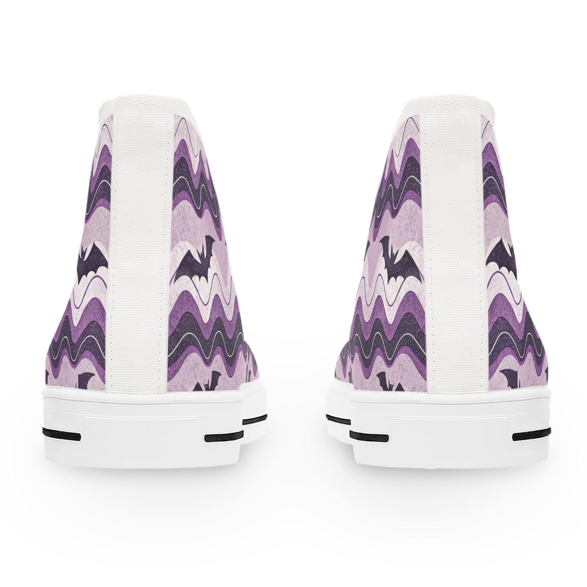 Bat Wave Purple Women's High Top Sneakers, Artsulli - Art is Long, Life is Short, Shoes, , , , , , , 