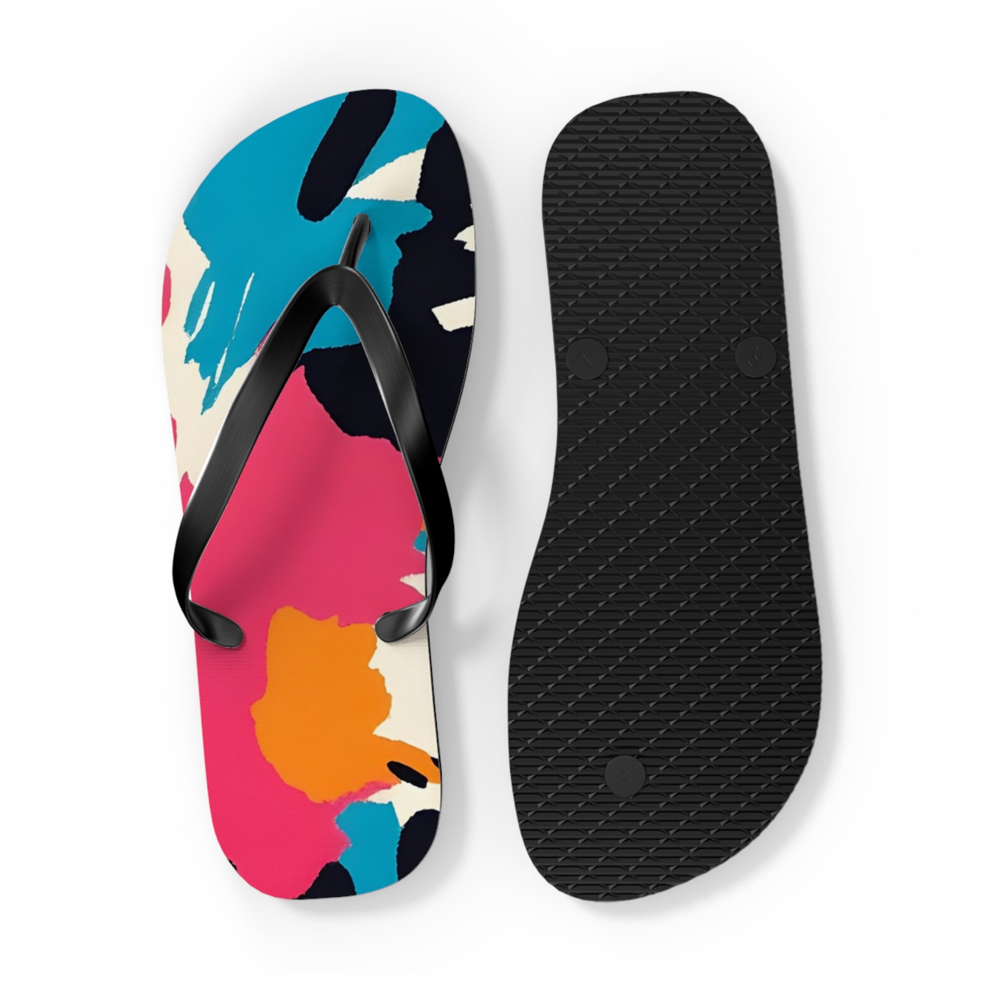 Wild Brush Strokes x Animal Print Multi-Color Flip Flops, Artsulli - Art is Long, Life is Short, Shoes, , , , , , , 