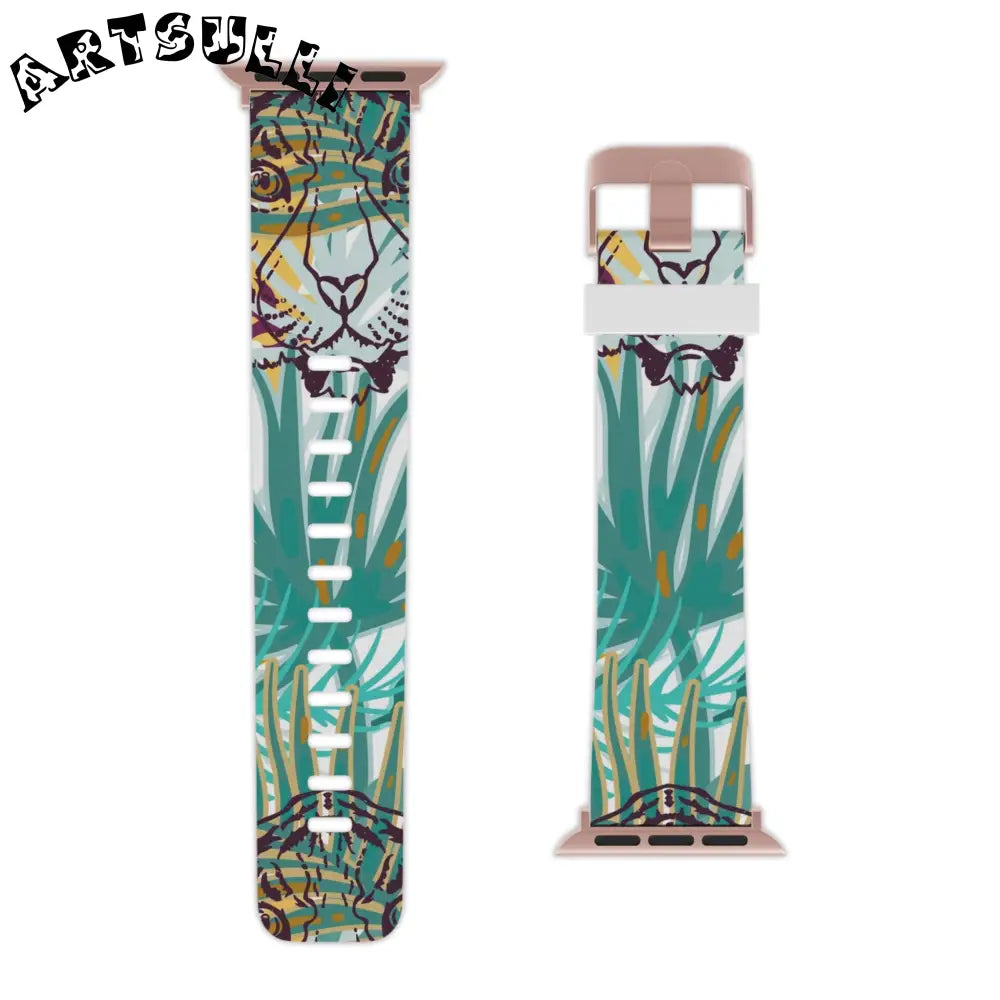 JAKKOUTTHEBXX Tropical Jungle Tigers Brown and Green Watch Band