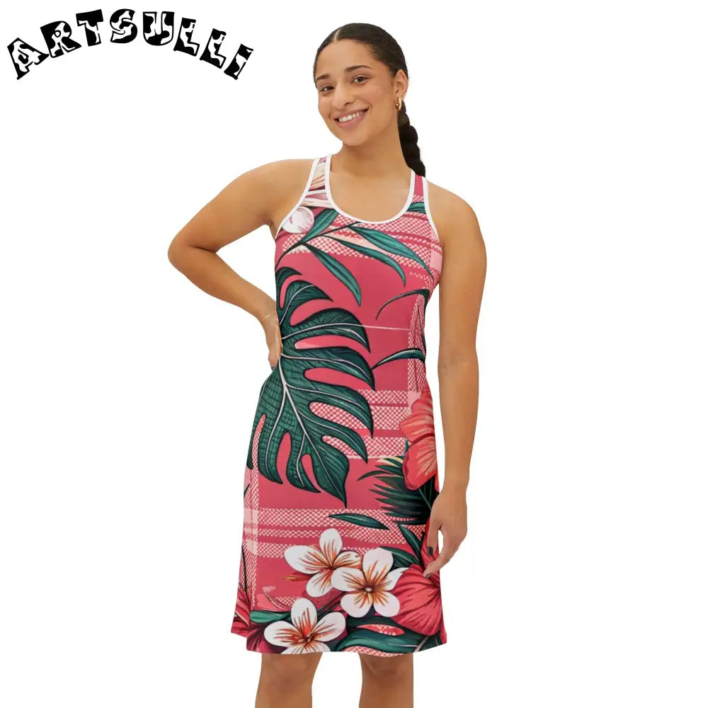 JAKKOUTTHEBXX Plaid x Floral Red and Green Women’s Racerback Dress