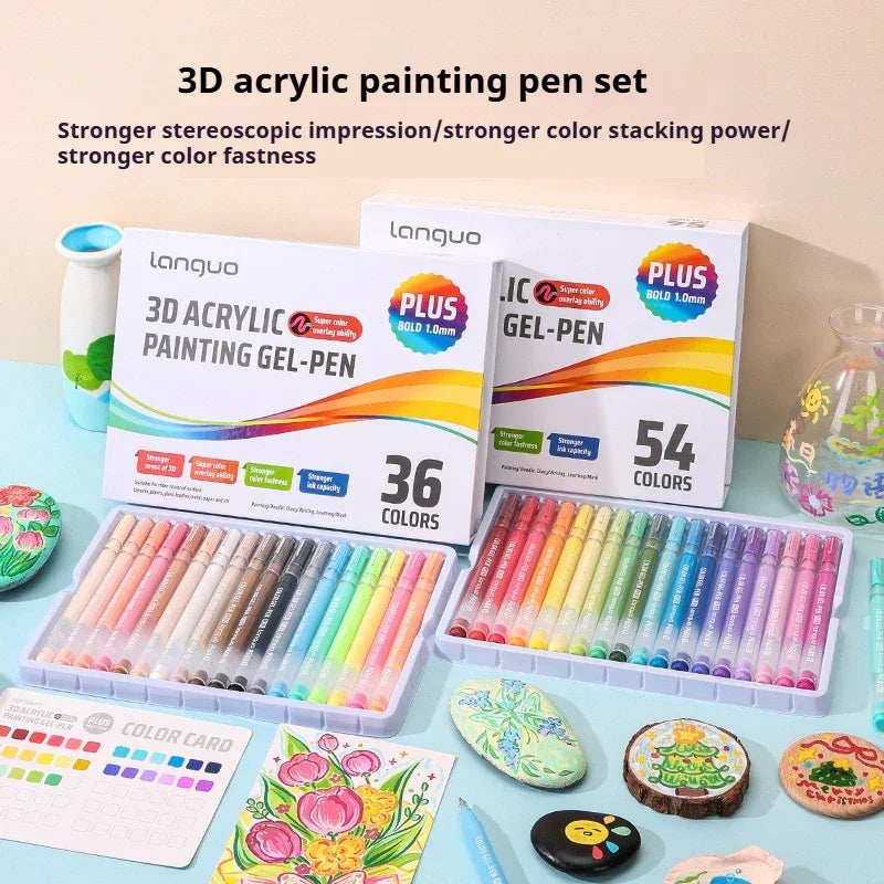 Buy The Best By Artsulli - Art is Long Life Short - Languo 3D Acrylic Gel Pen Large Capacity 1.0mm Painting Drawing Markers Writing Student